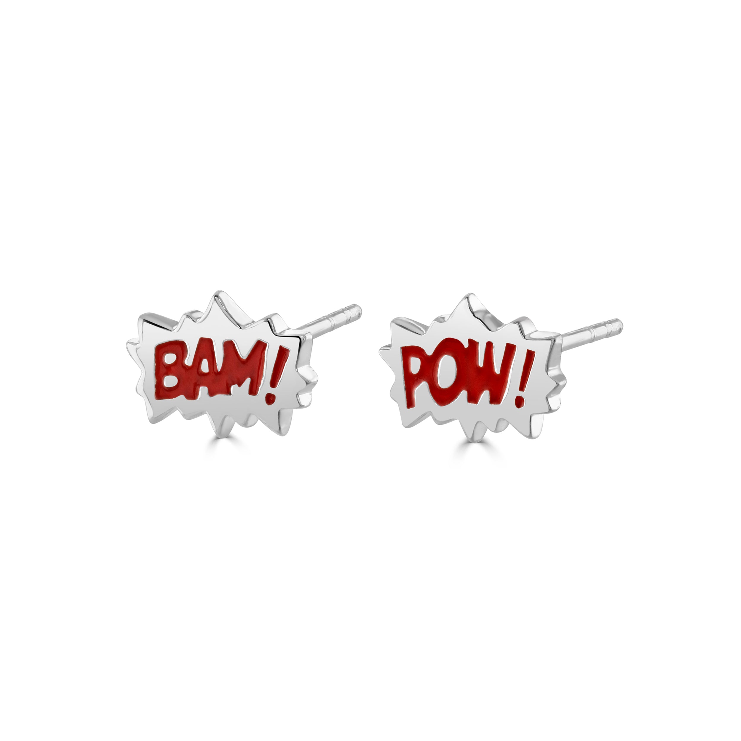 Silver Bam! & Pow! Stud Earrings