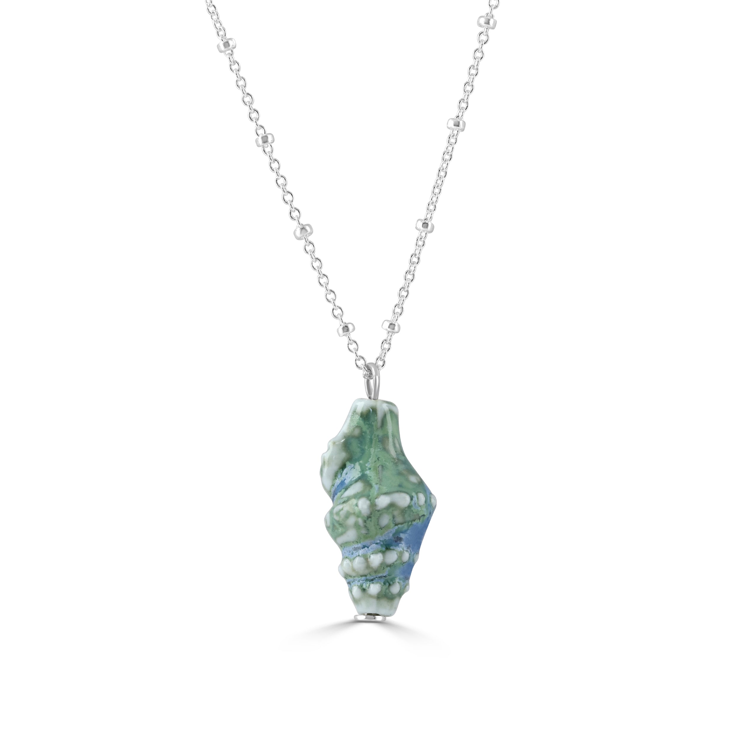 Silver Colour Pop Ocean Blue Seashell Necklace