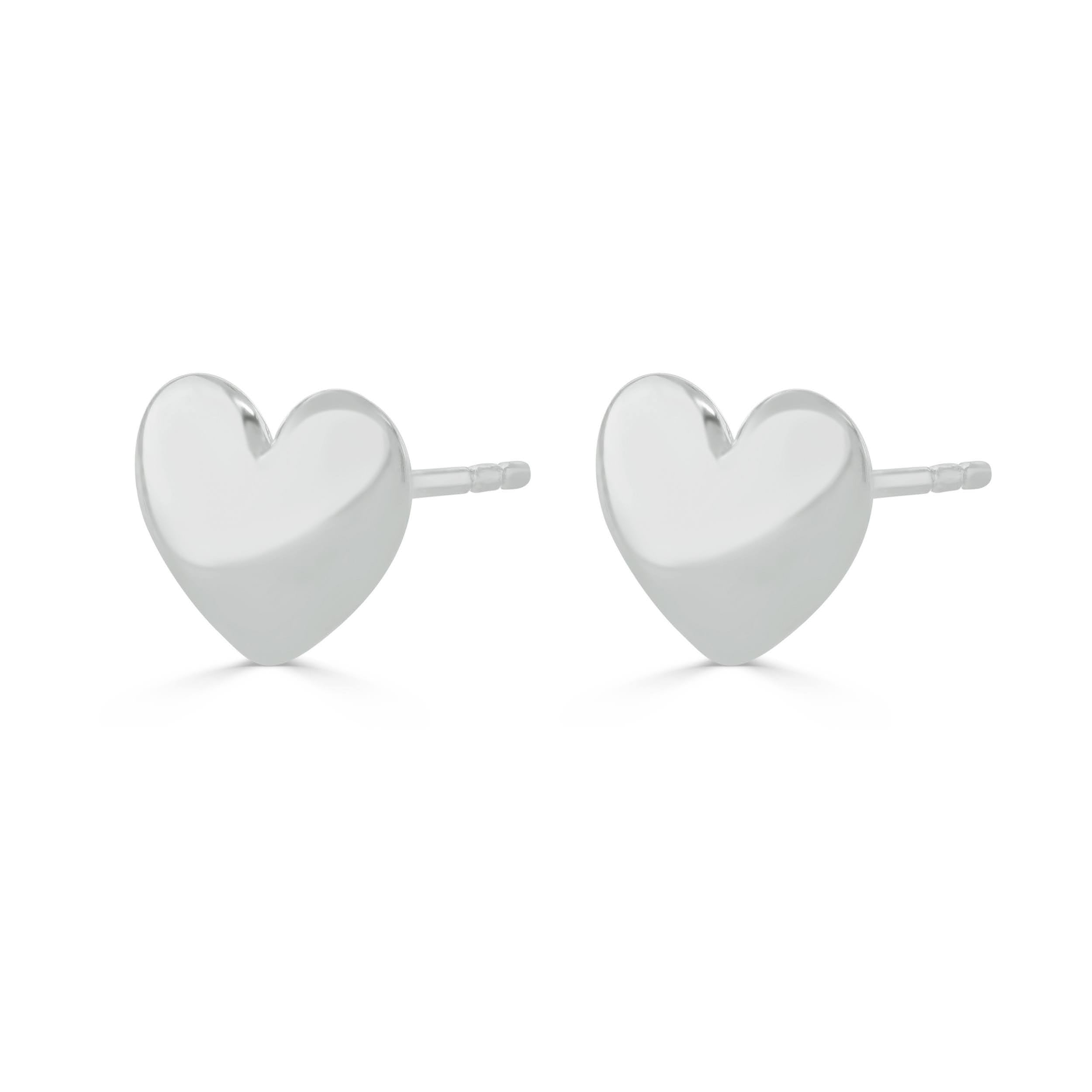 Silver Heart Studs