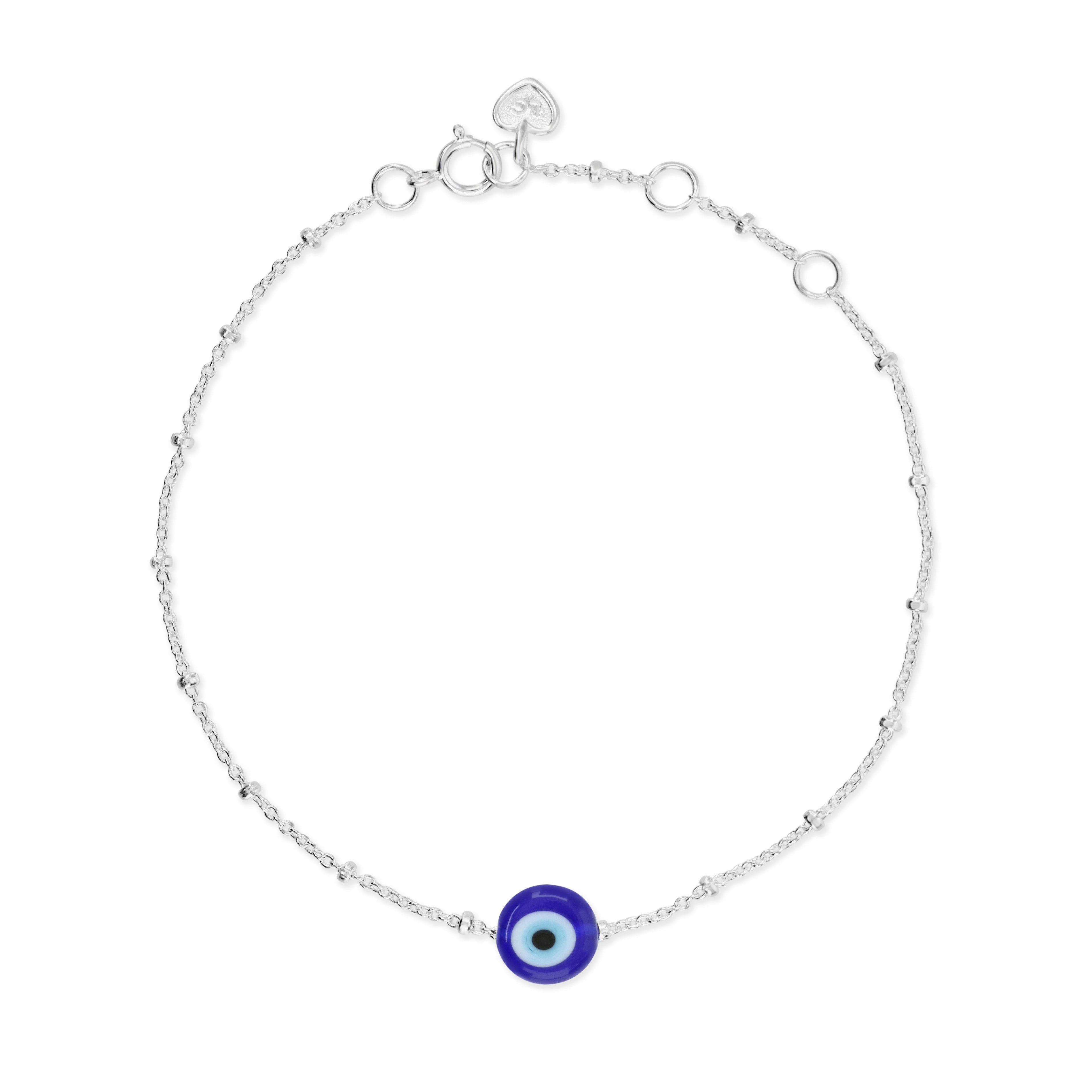 Silver Blue Evil Eye Bracelet