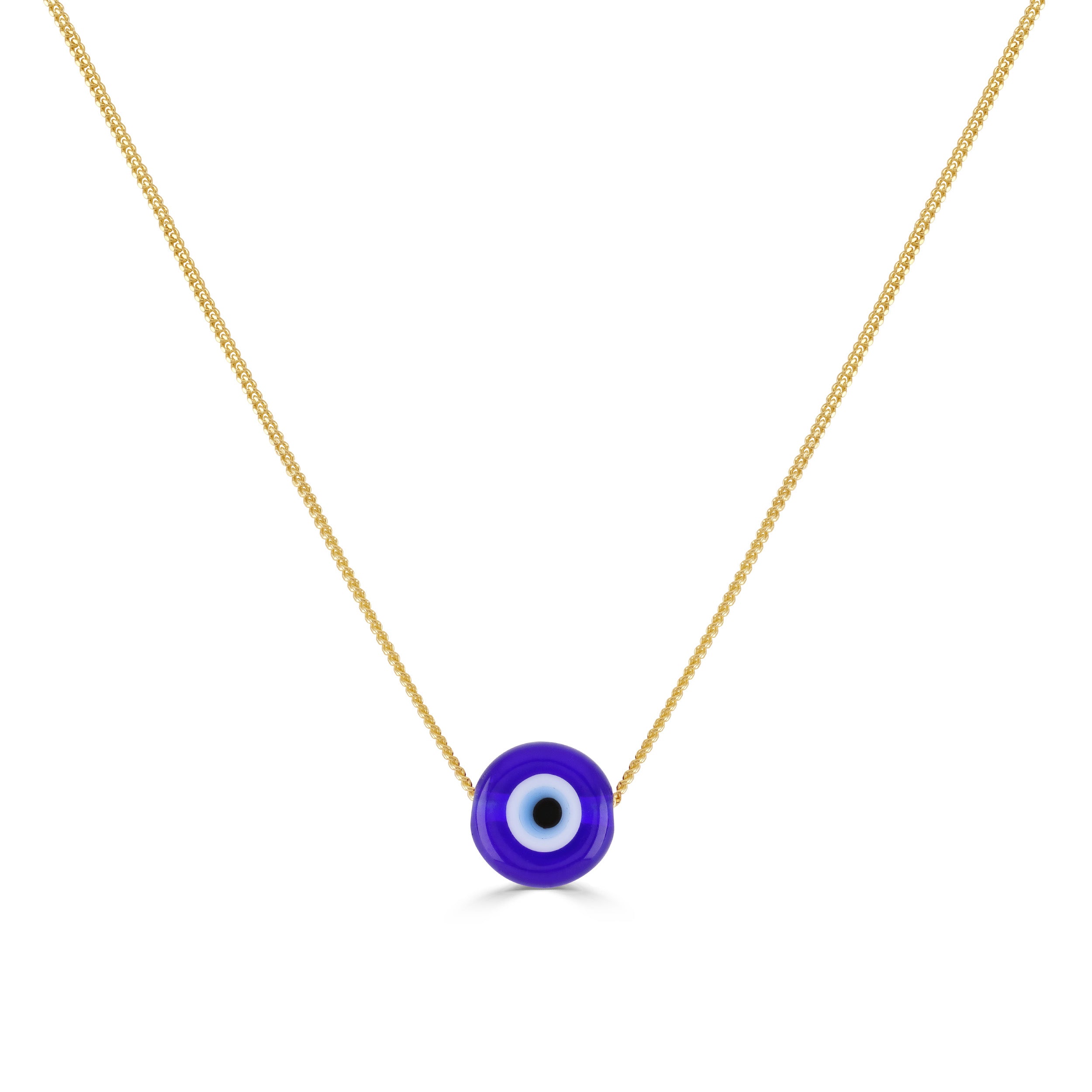 Gold Blue Evil Eye Necklace