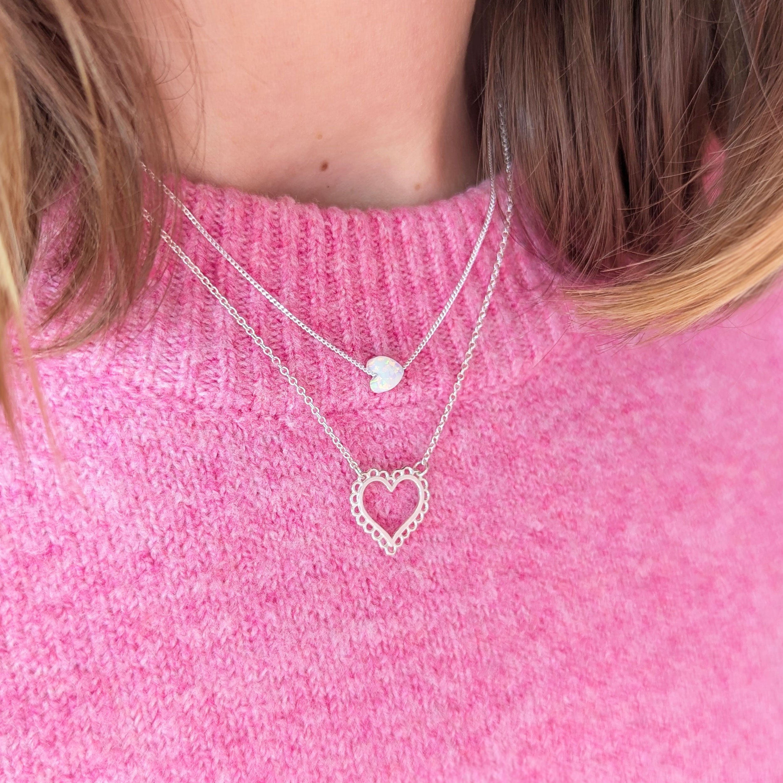 Silver Femme Open Heart Necklace