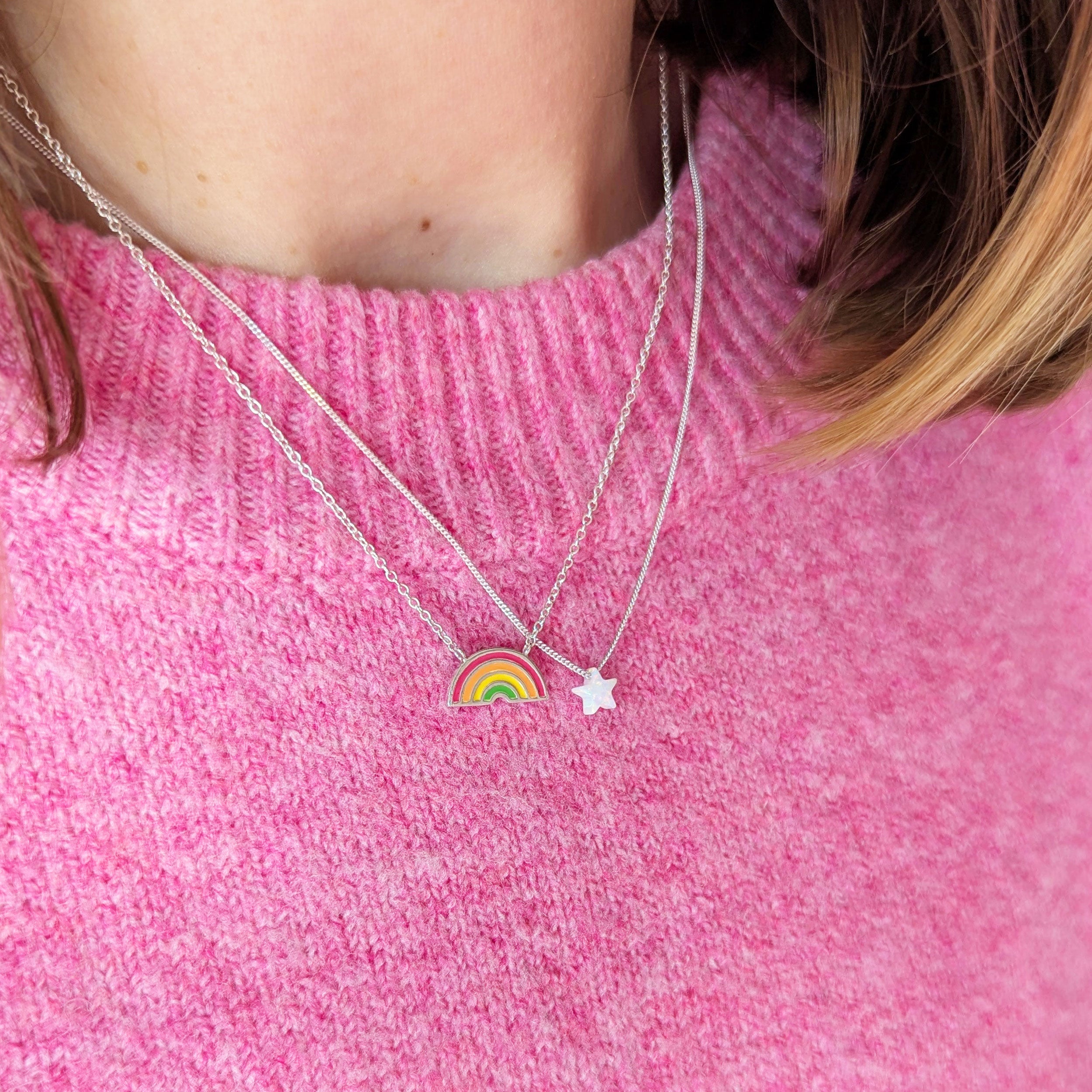 Silver Femme Rainbow Necklace