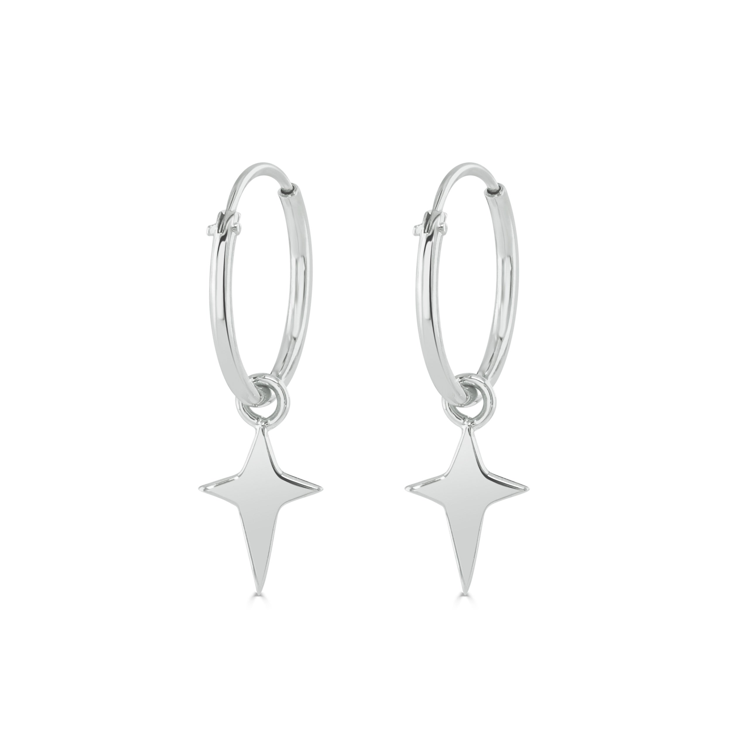 Silver Star Hoop Earrings