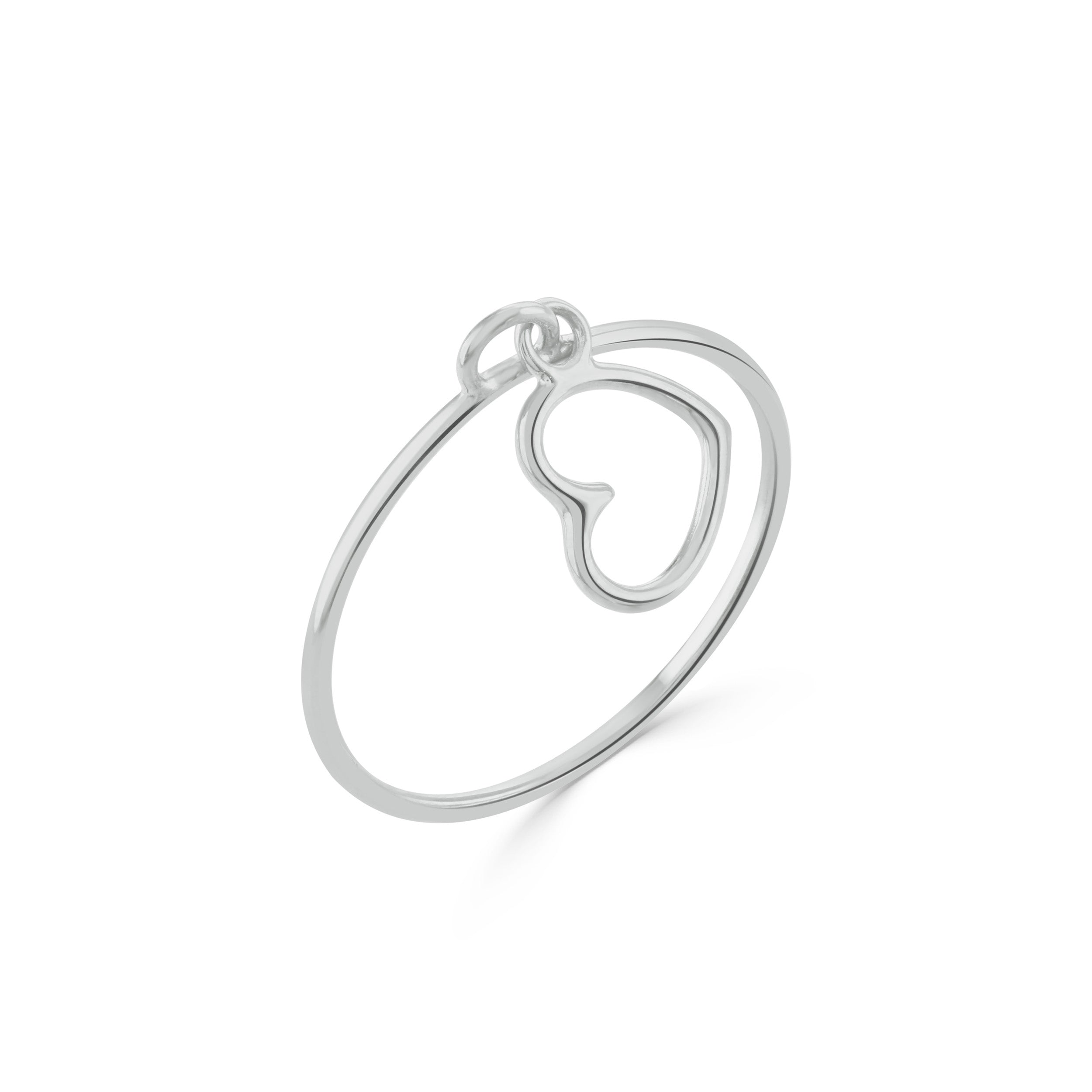 Silver Heart Charm Ring