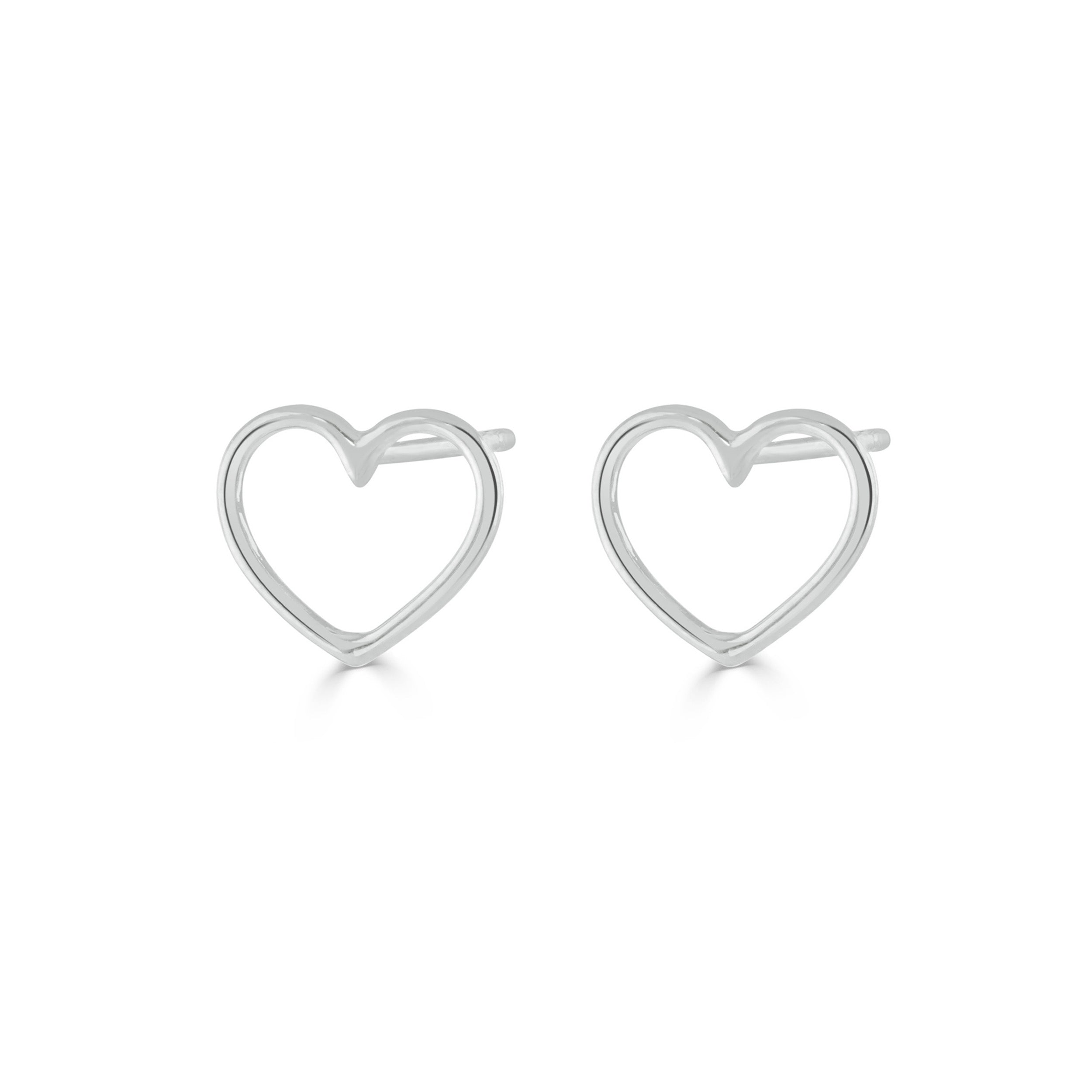 Silver Heart Stud Earrings