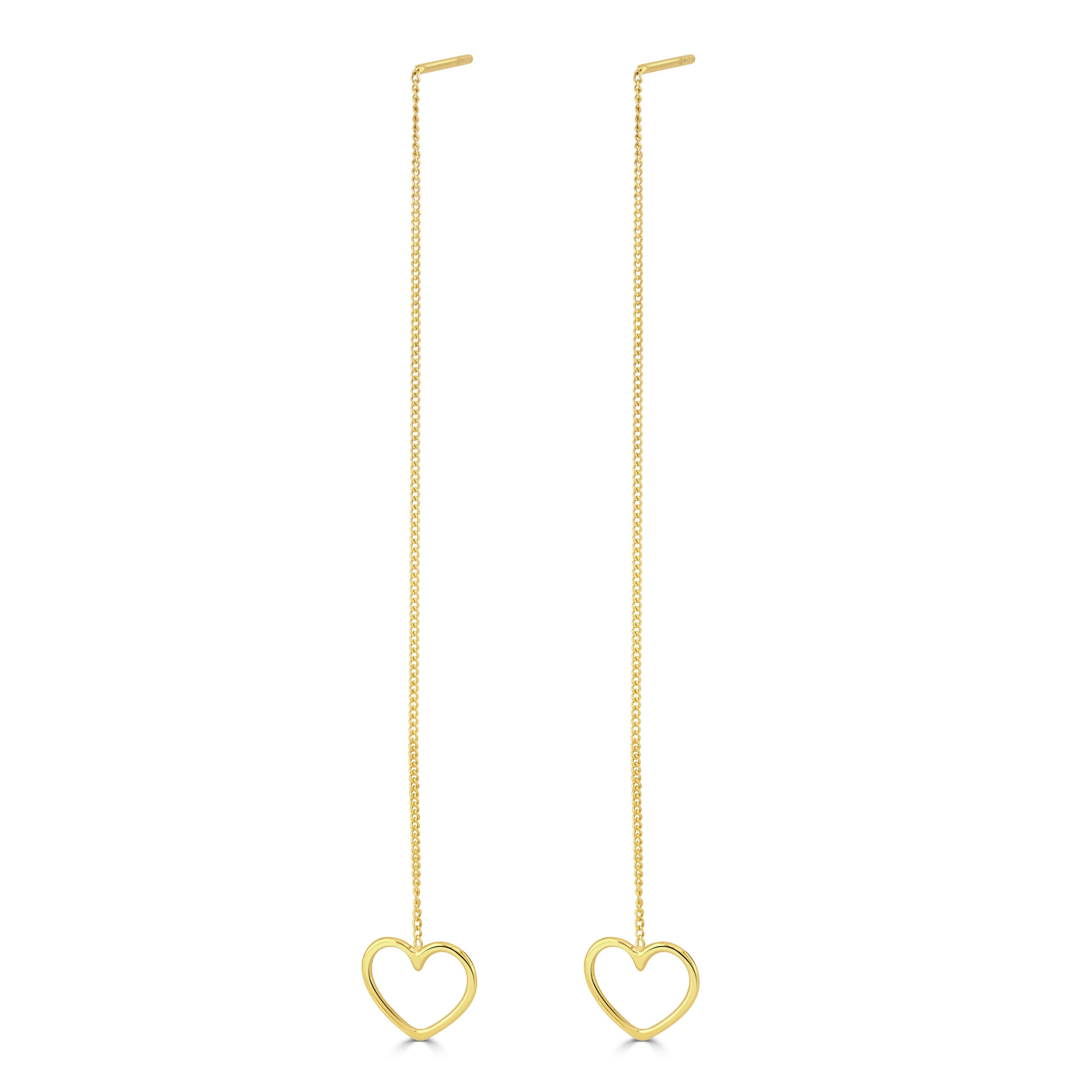 Gold Heart Thread Through Earrings