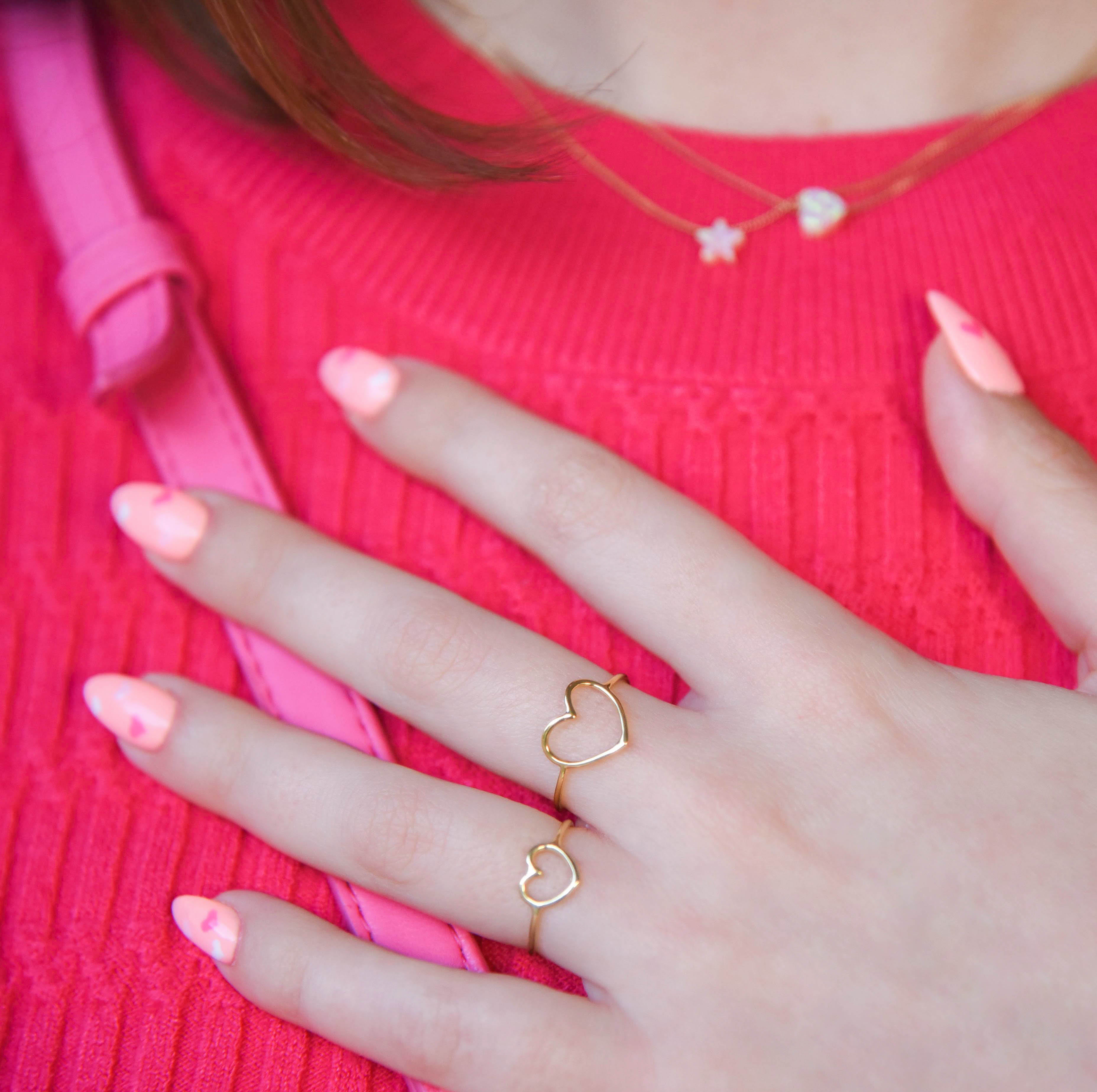 Solid Rose Gold Written Heart Ring