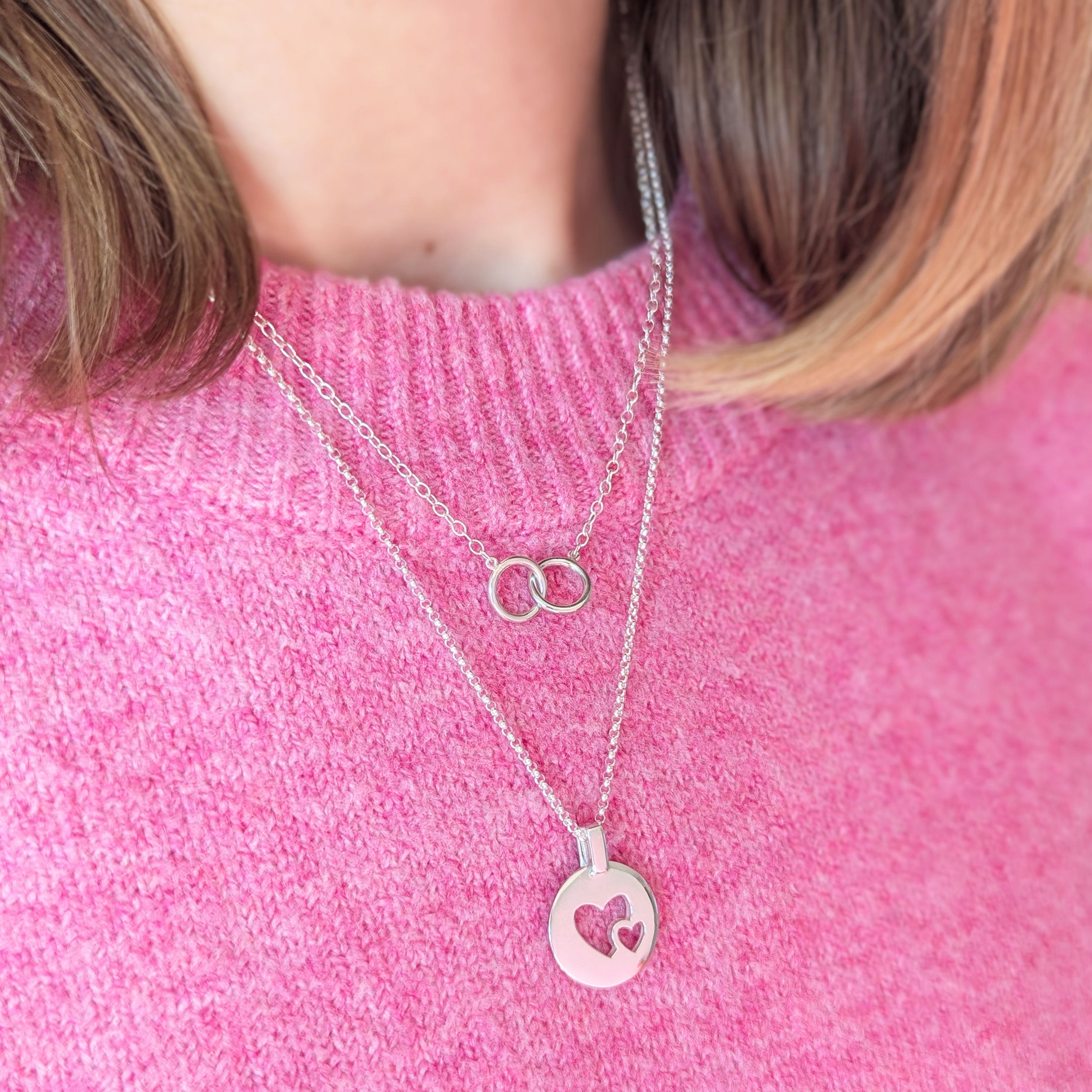 Silver RSxLG Open Hearts Pendant