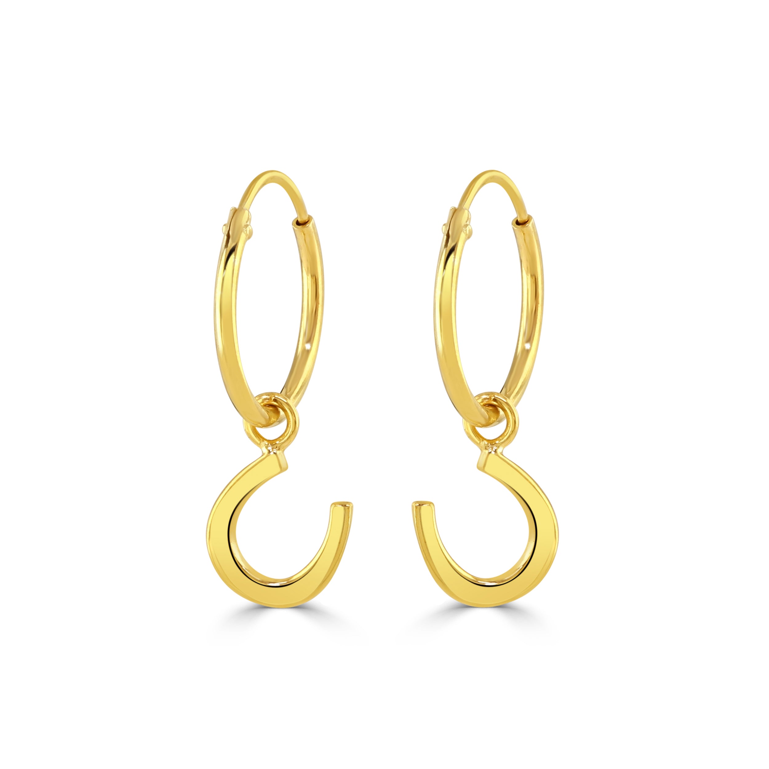 Gold Lucky Horseshoe Hoop Earrings