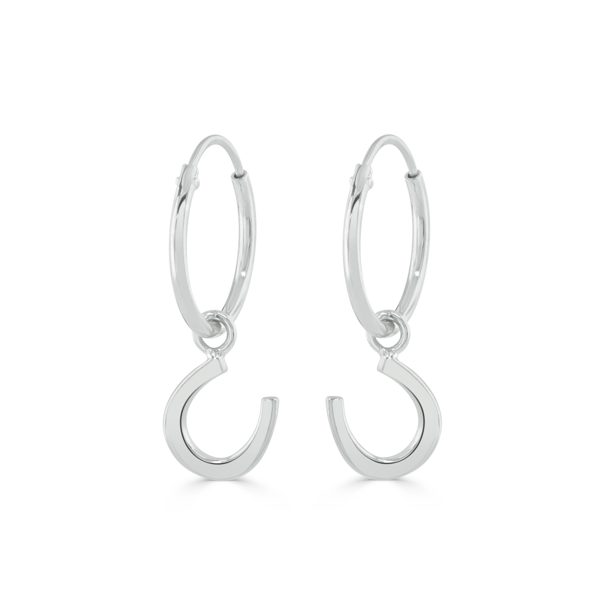 Silver Lucky Horseshoe Hoop Earrings