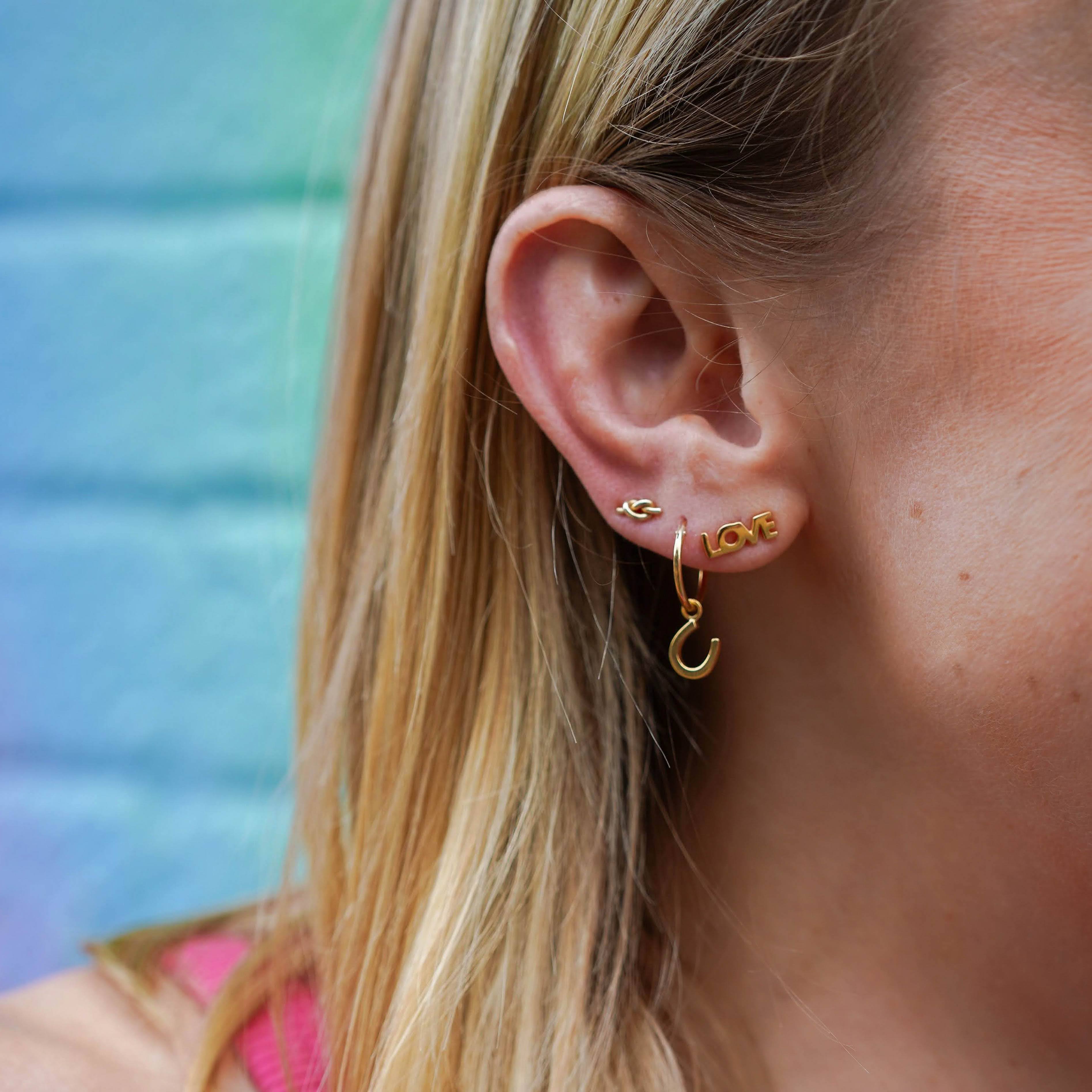 Gold Dainty Lucky Horseshoe Hoop Earrings