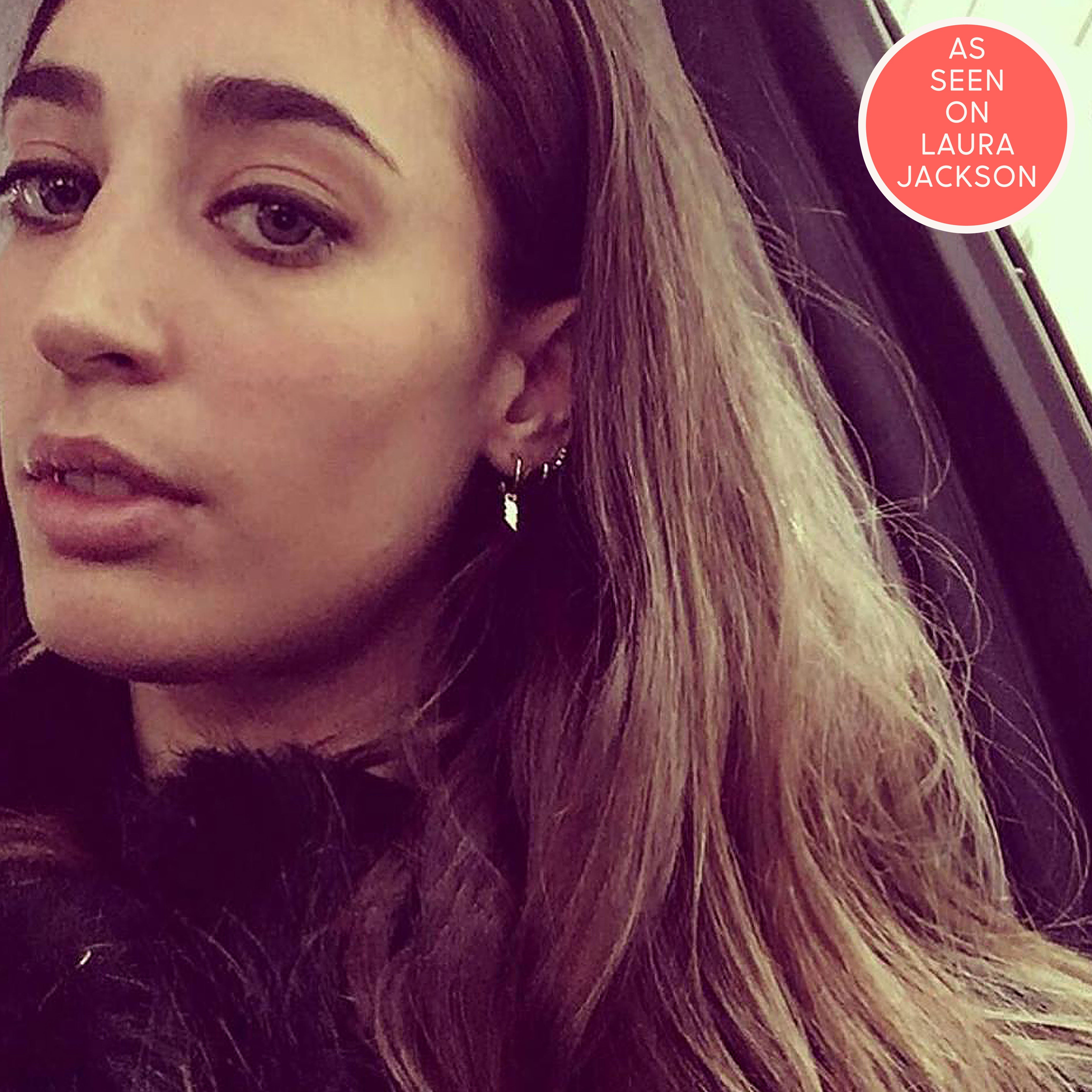 Laura Jackson wears lightning hoops in gold