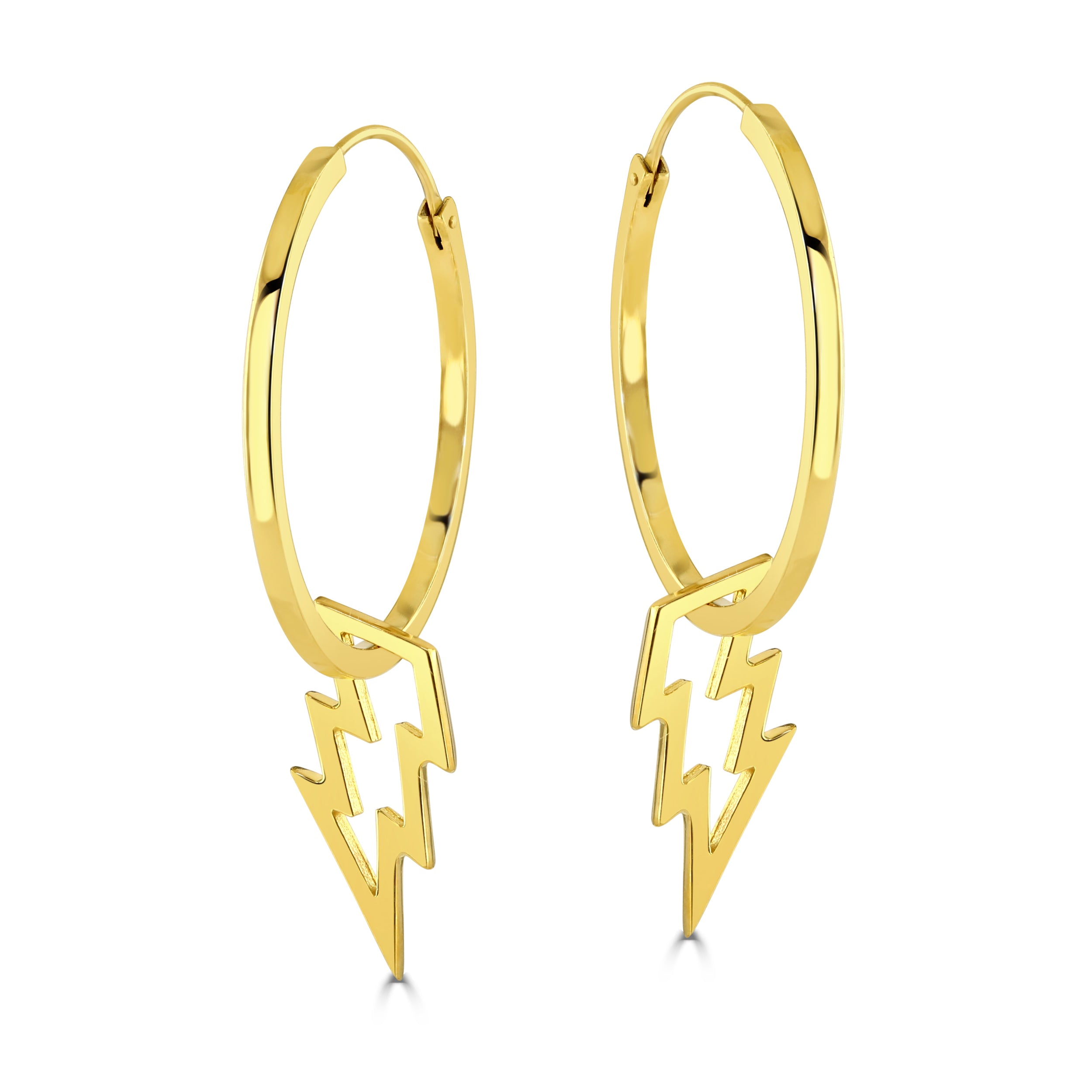 Gold Lightning Hoop Earrings