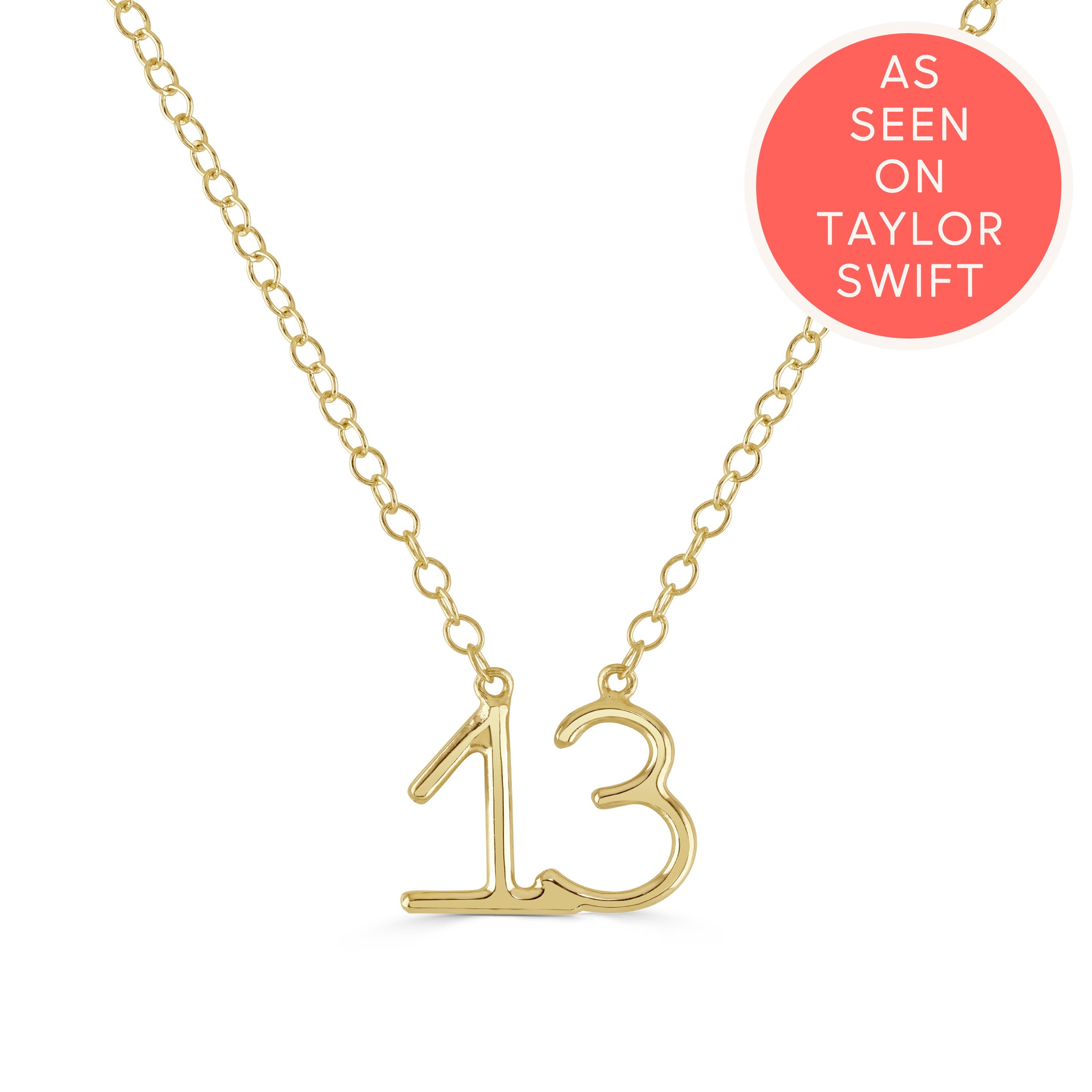 Solid Yellow Gold Lucky Number Necklace
