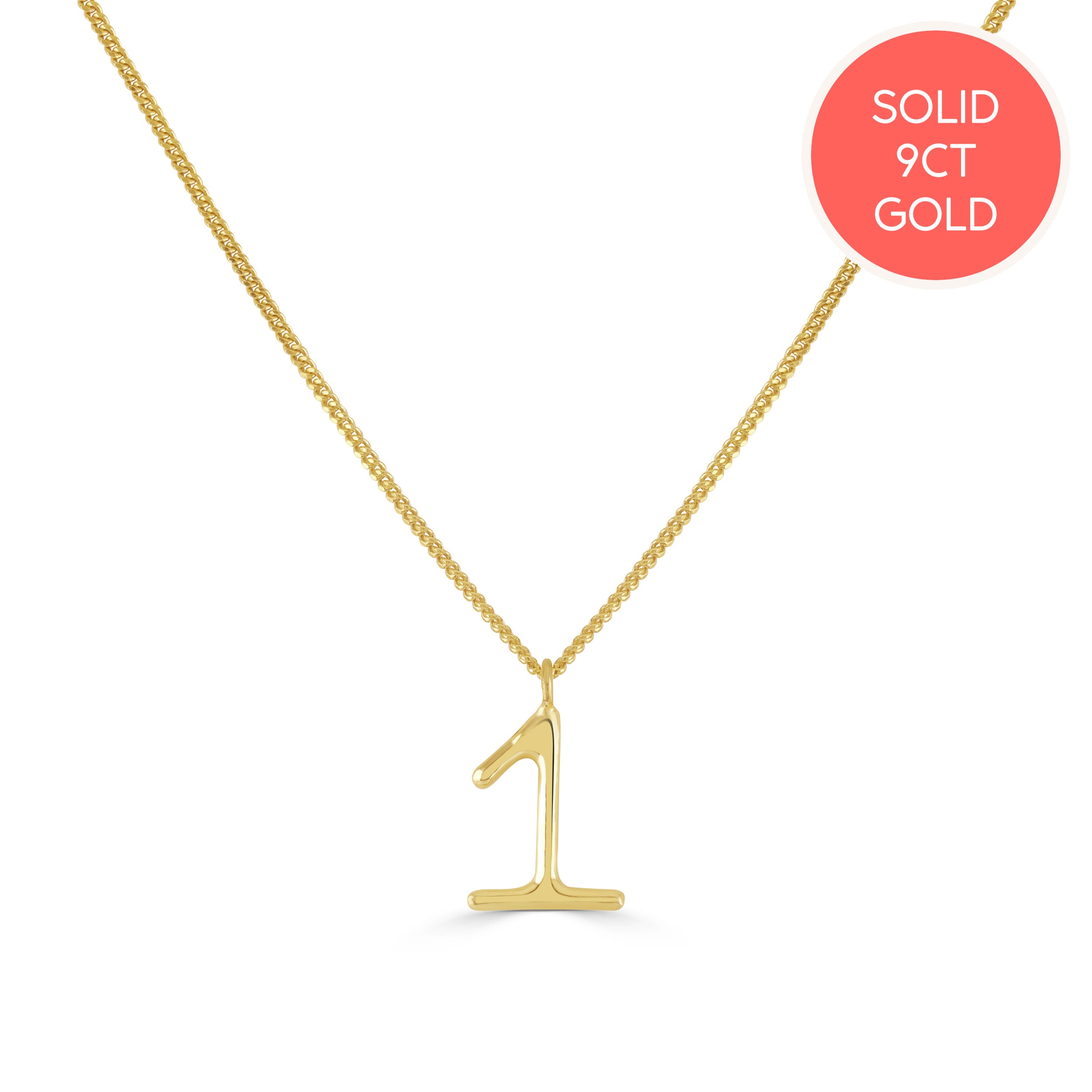 Solid Gold Written Single Lucky Number Necklace
