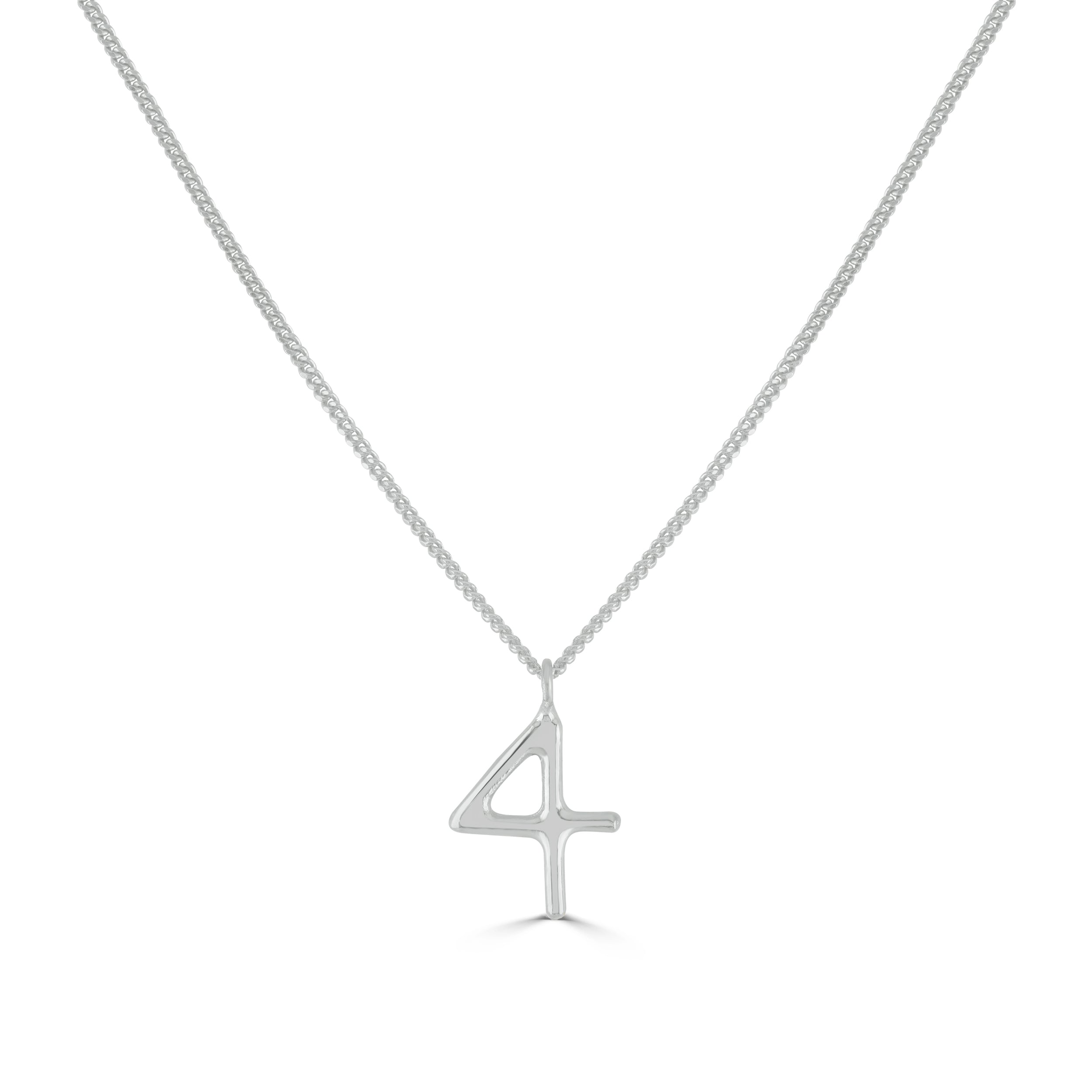 Silver Number 4 Necklace