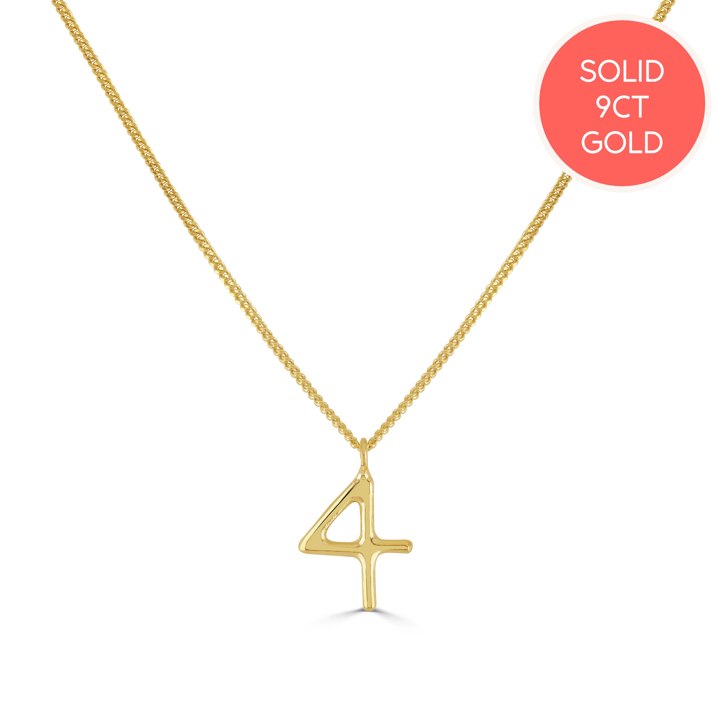 Solid Gold Written Single Lucky Number Necklace