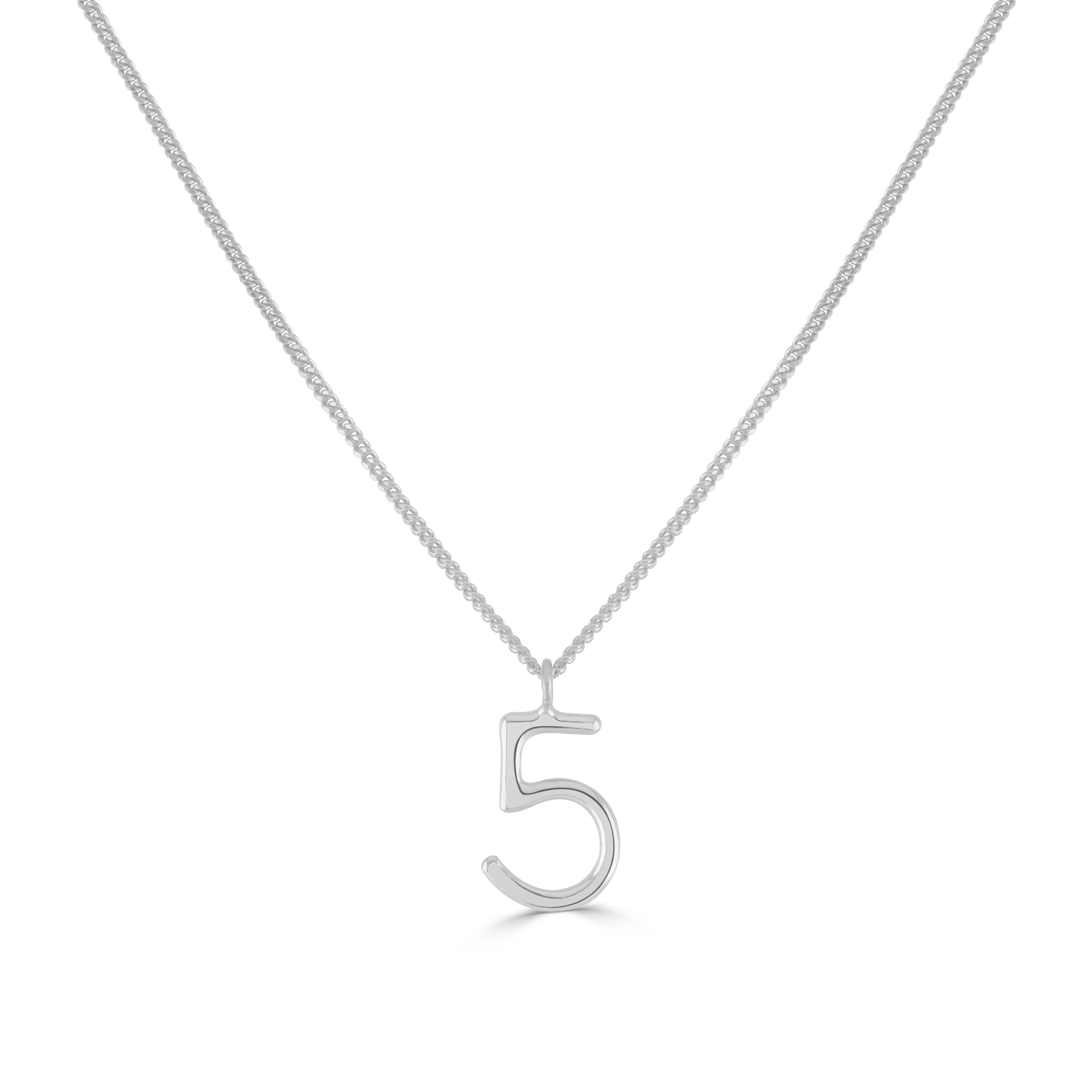 Silver Number 5 Necklace