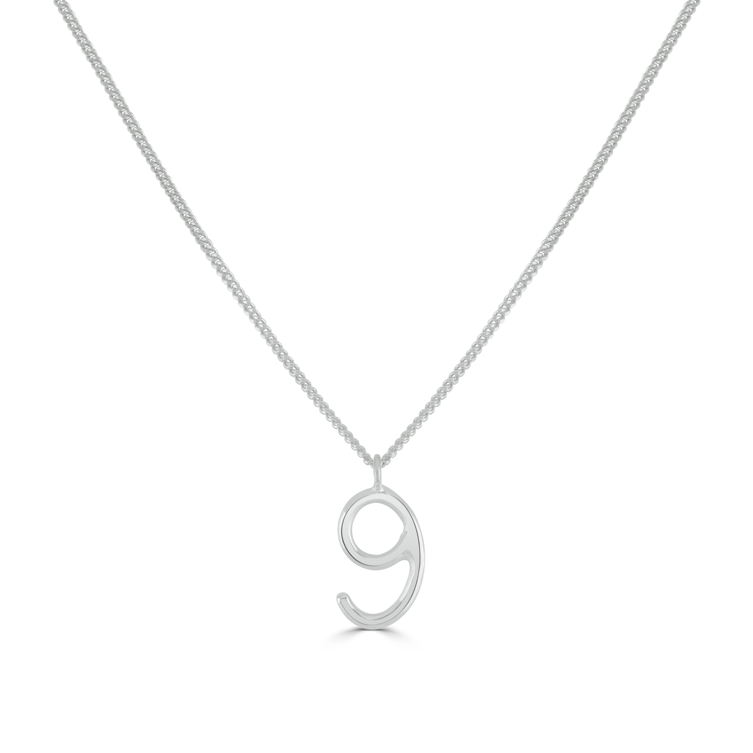 Silver Number 9 Necklace