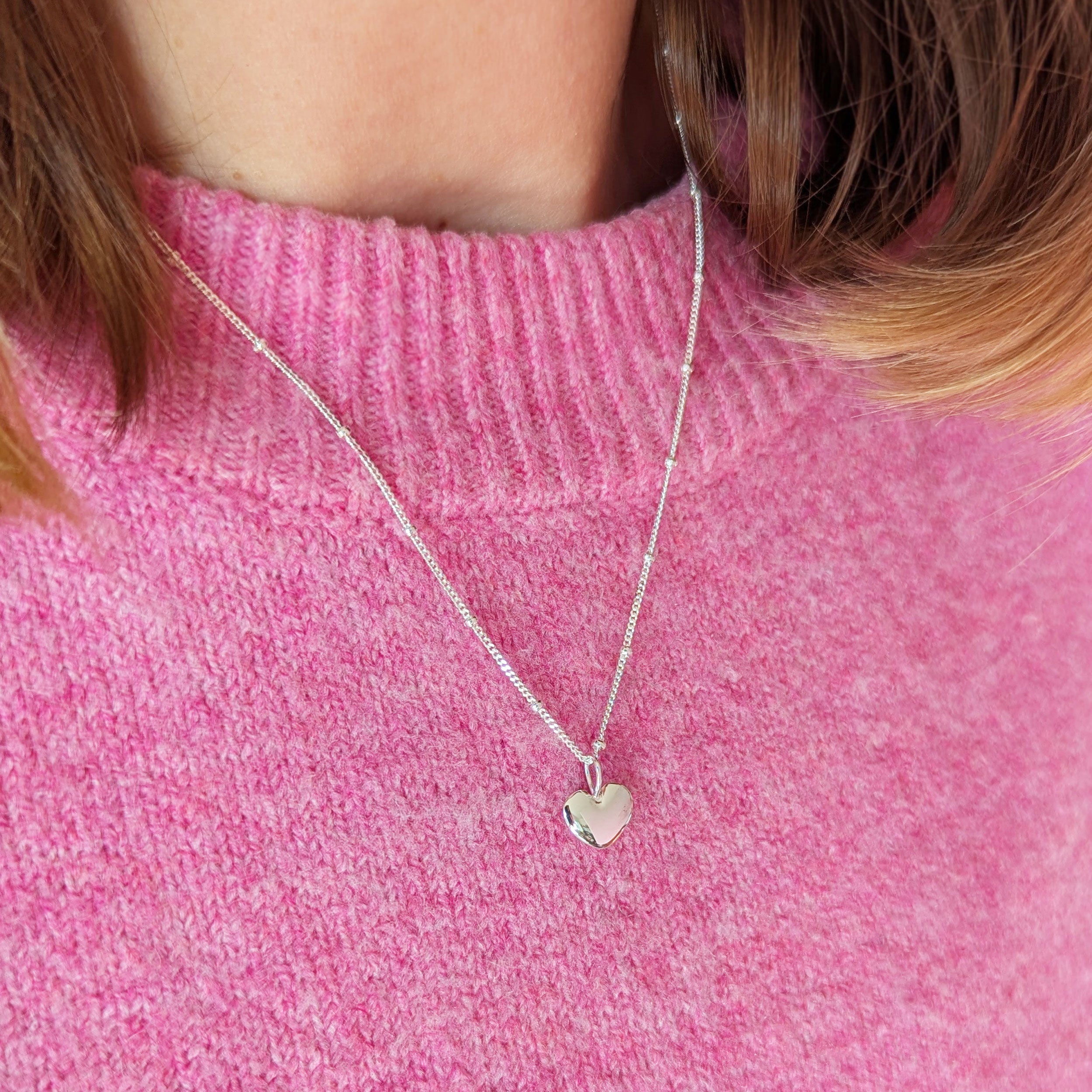 Silver Lustre Heart Necklace