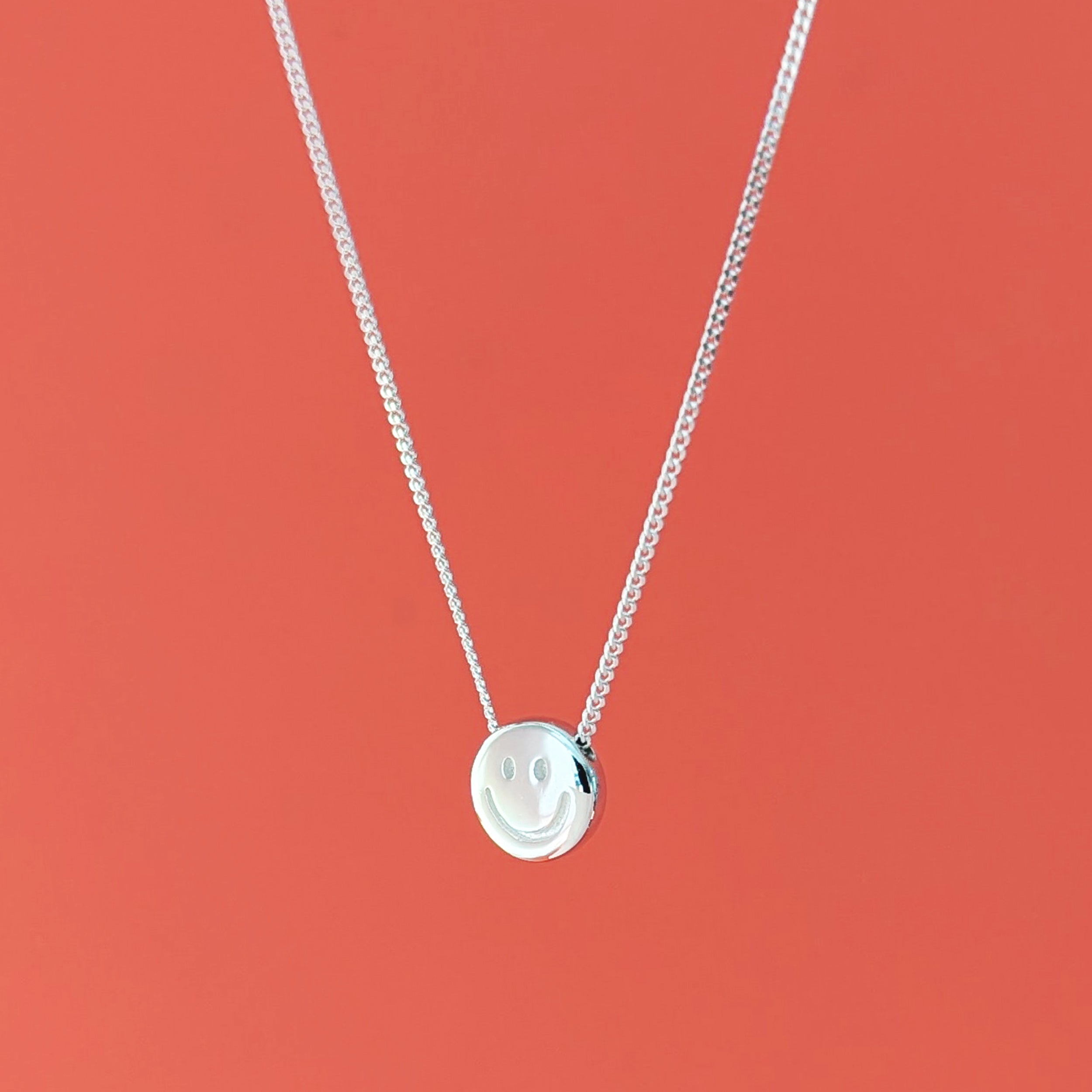 Silver Mini Happy Face Necklace