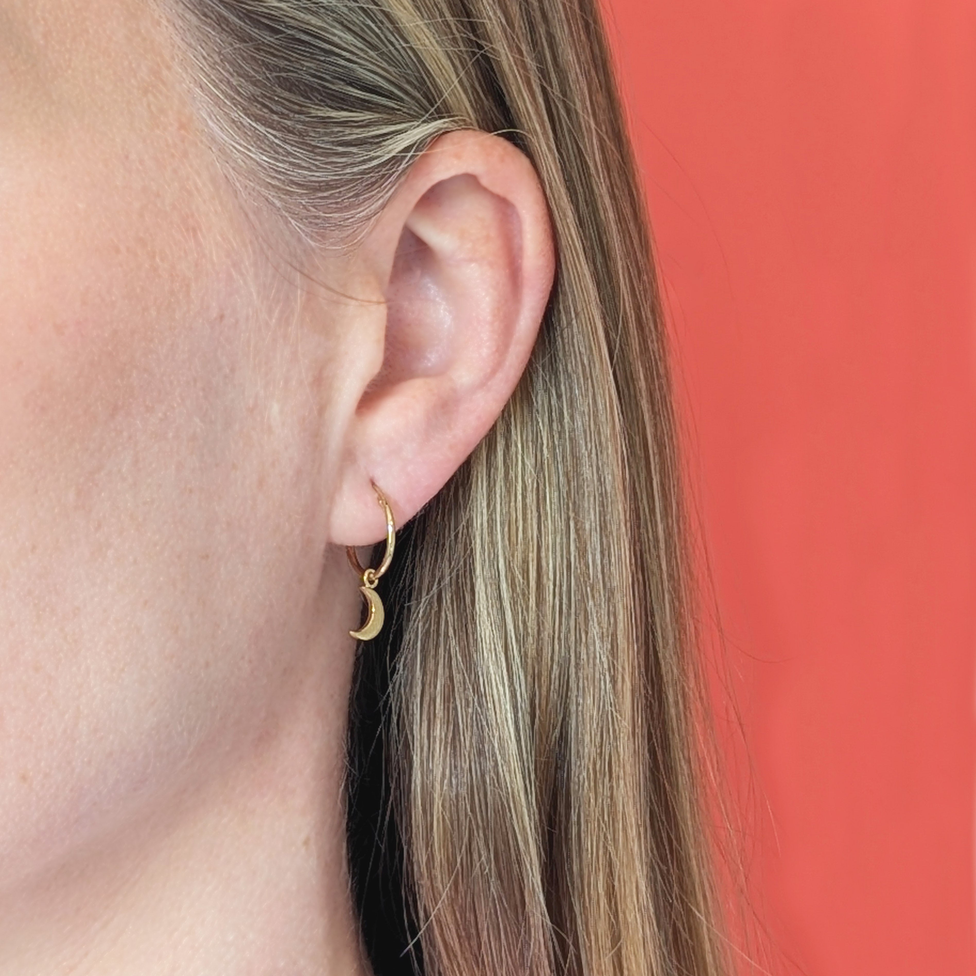 Gold Dainty Moon & Star Hoop Earrings