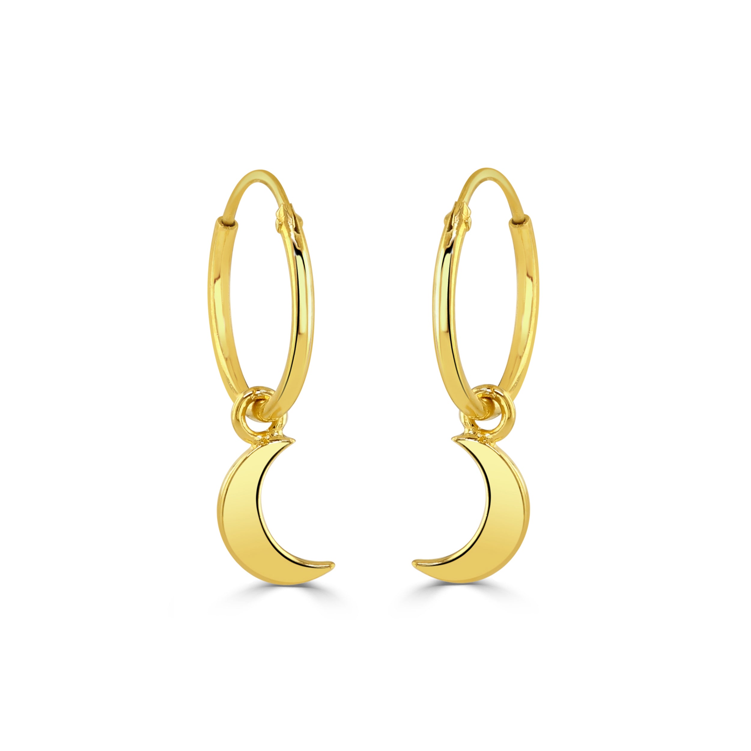 Gold Moon Hoop Earrings