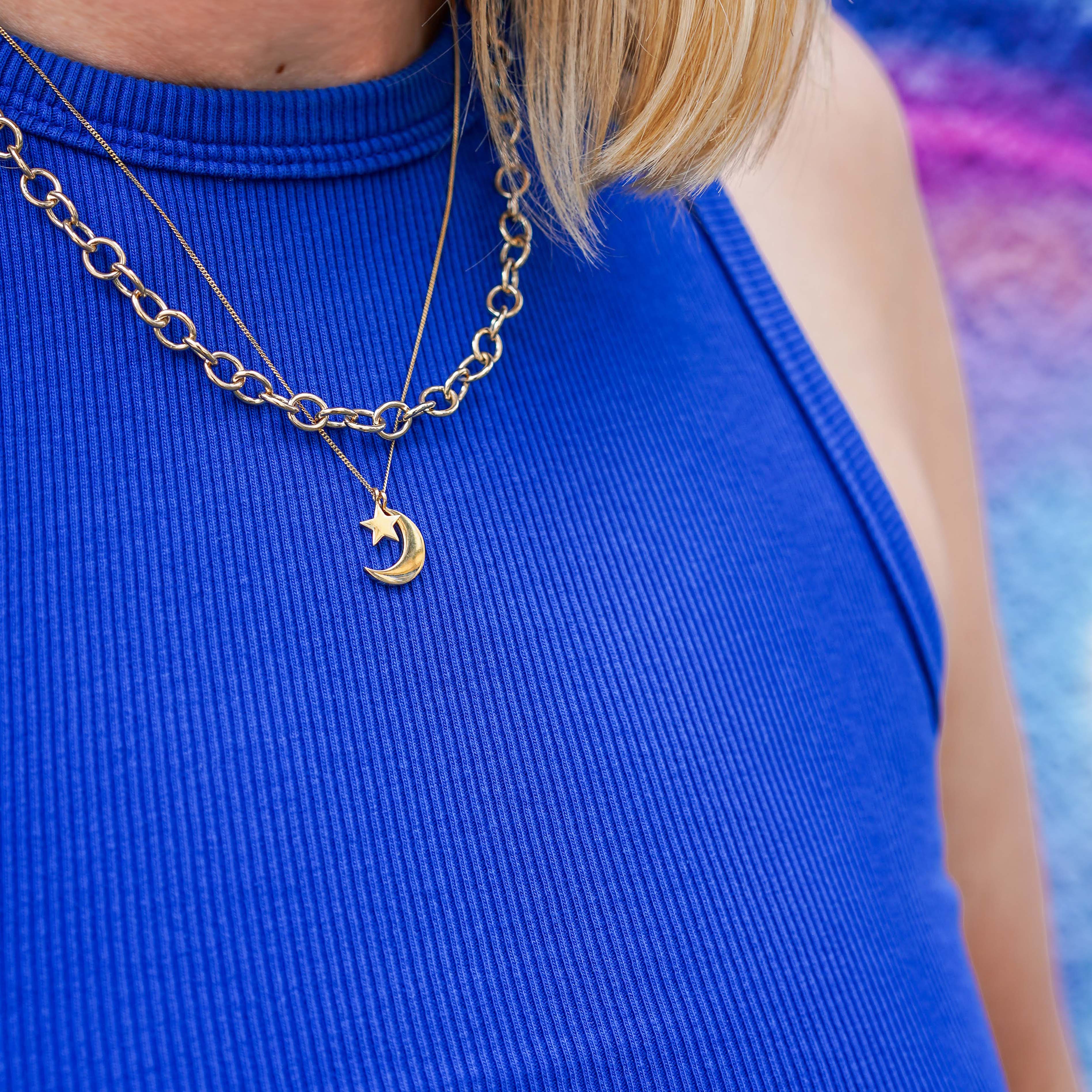 Gold Dainty Moon & Star Necklace