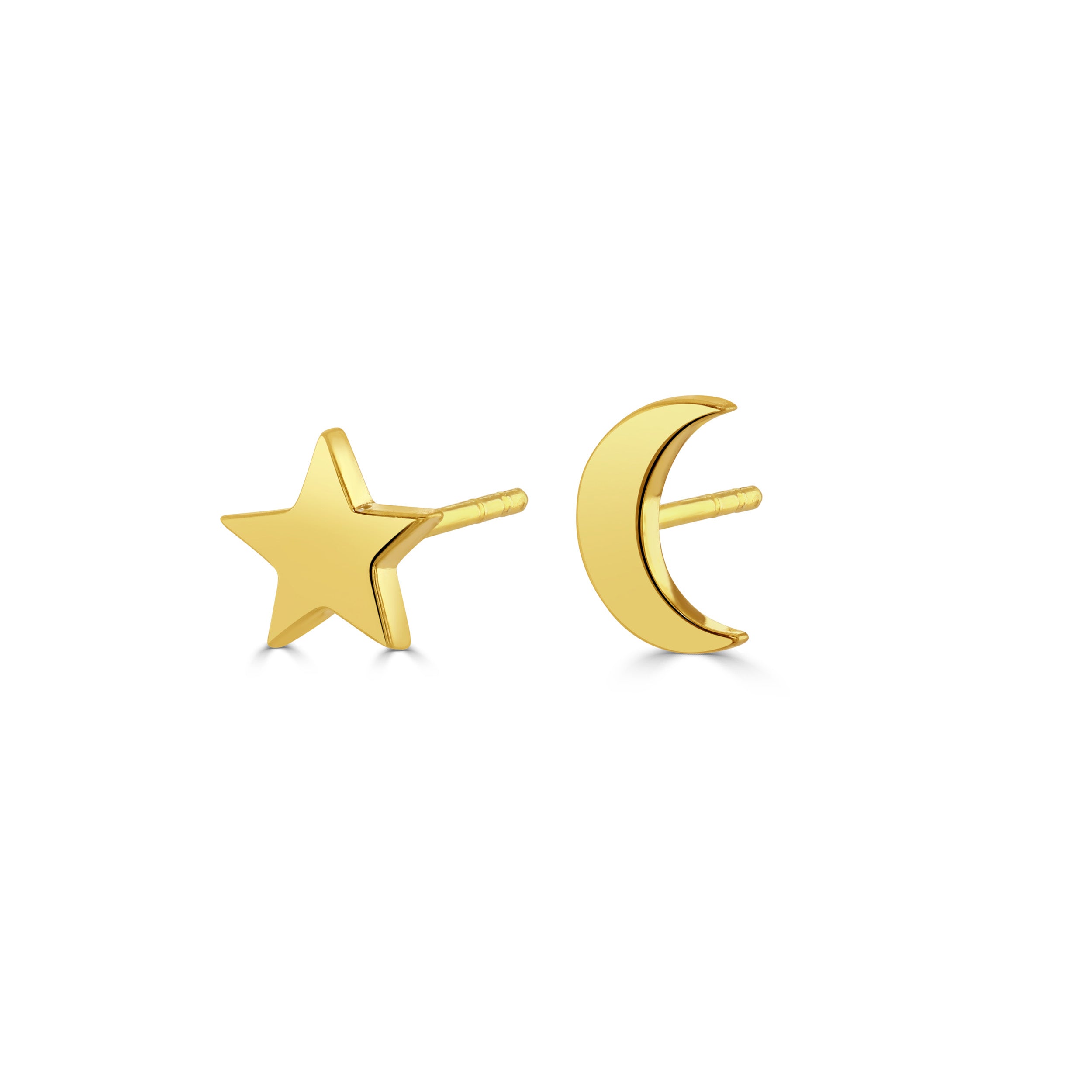 Silver Moon & Star Stud Earrings