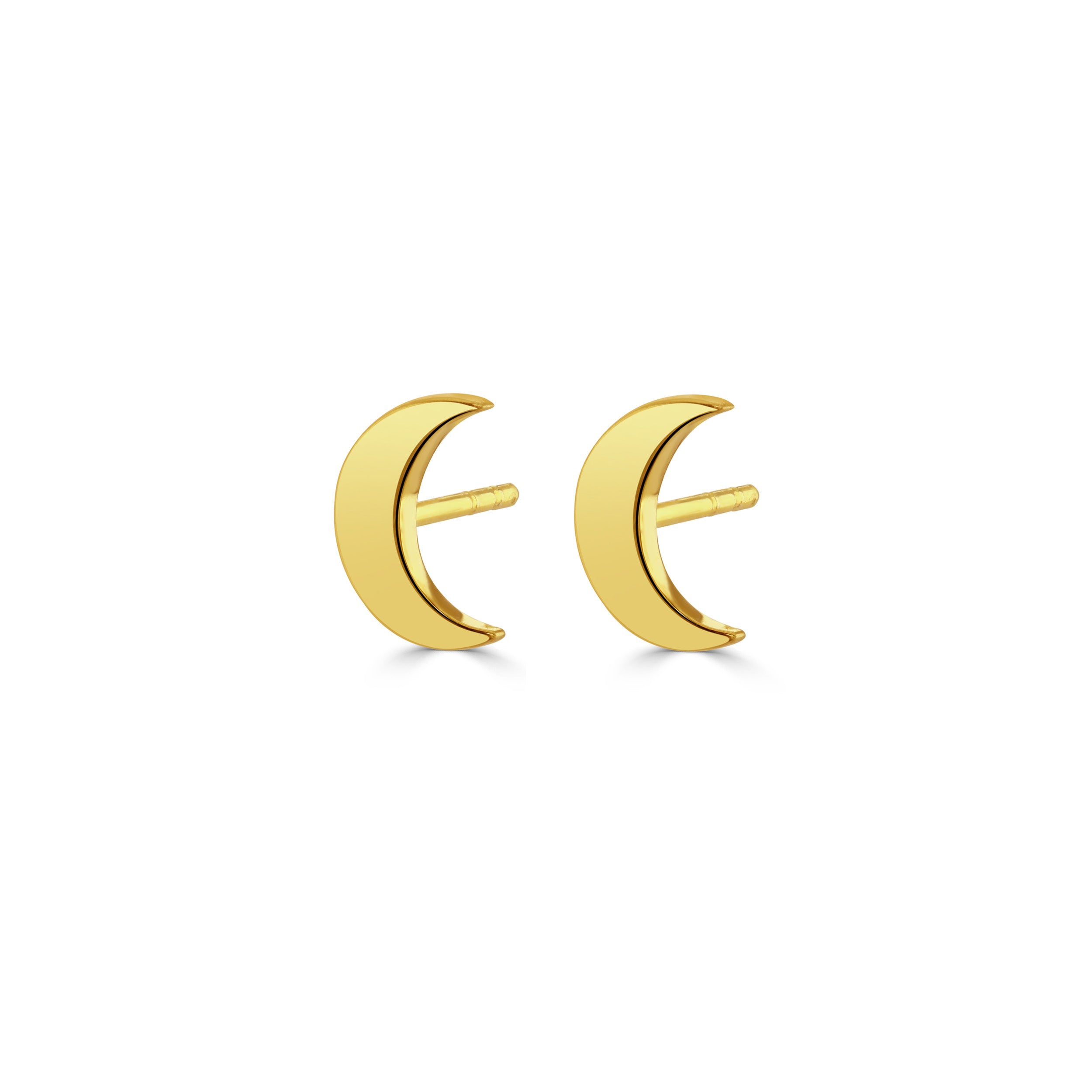Gold Moon Stud Earrings