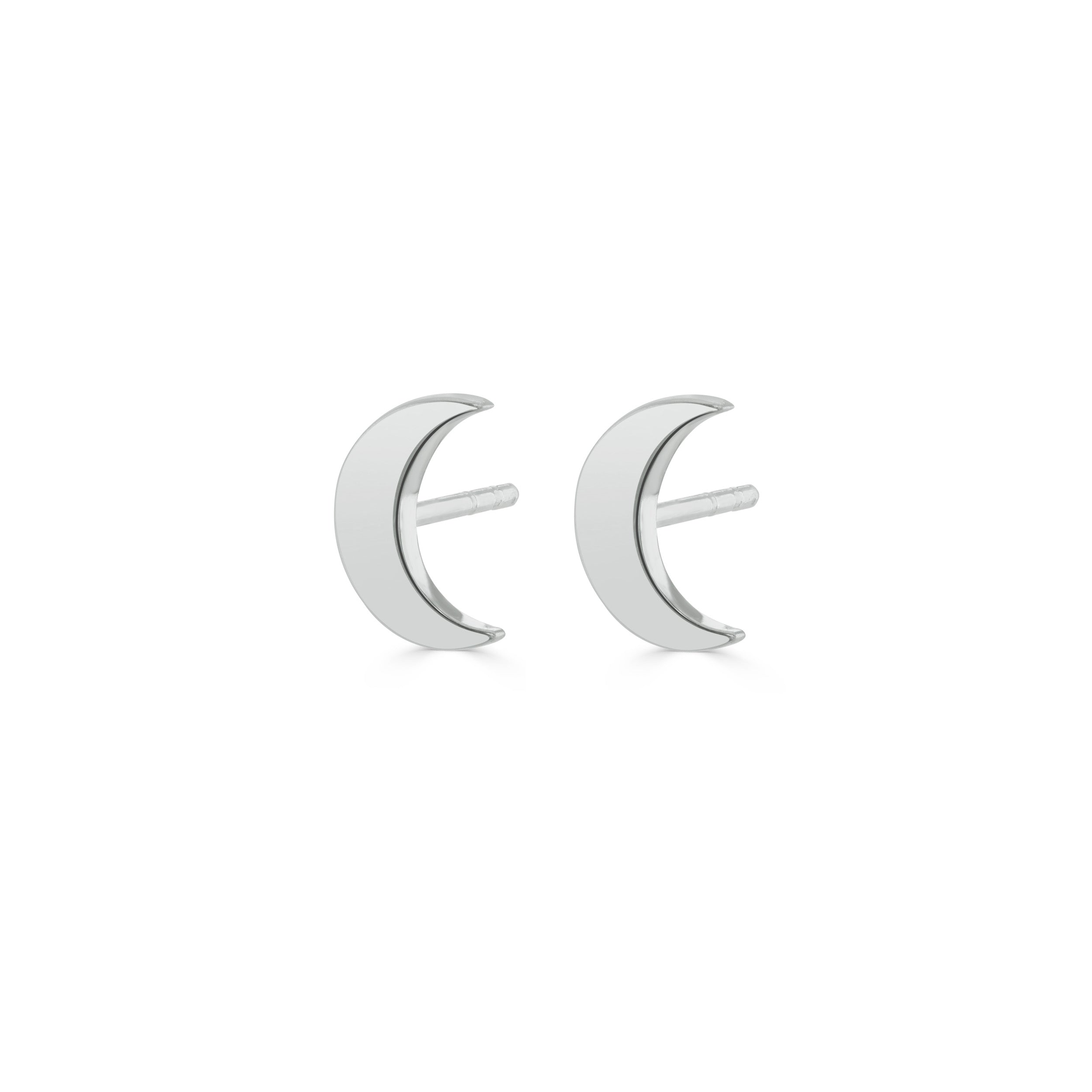 Silver Moon Stud Earrings
