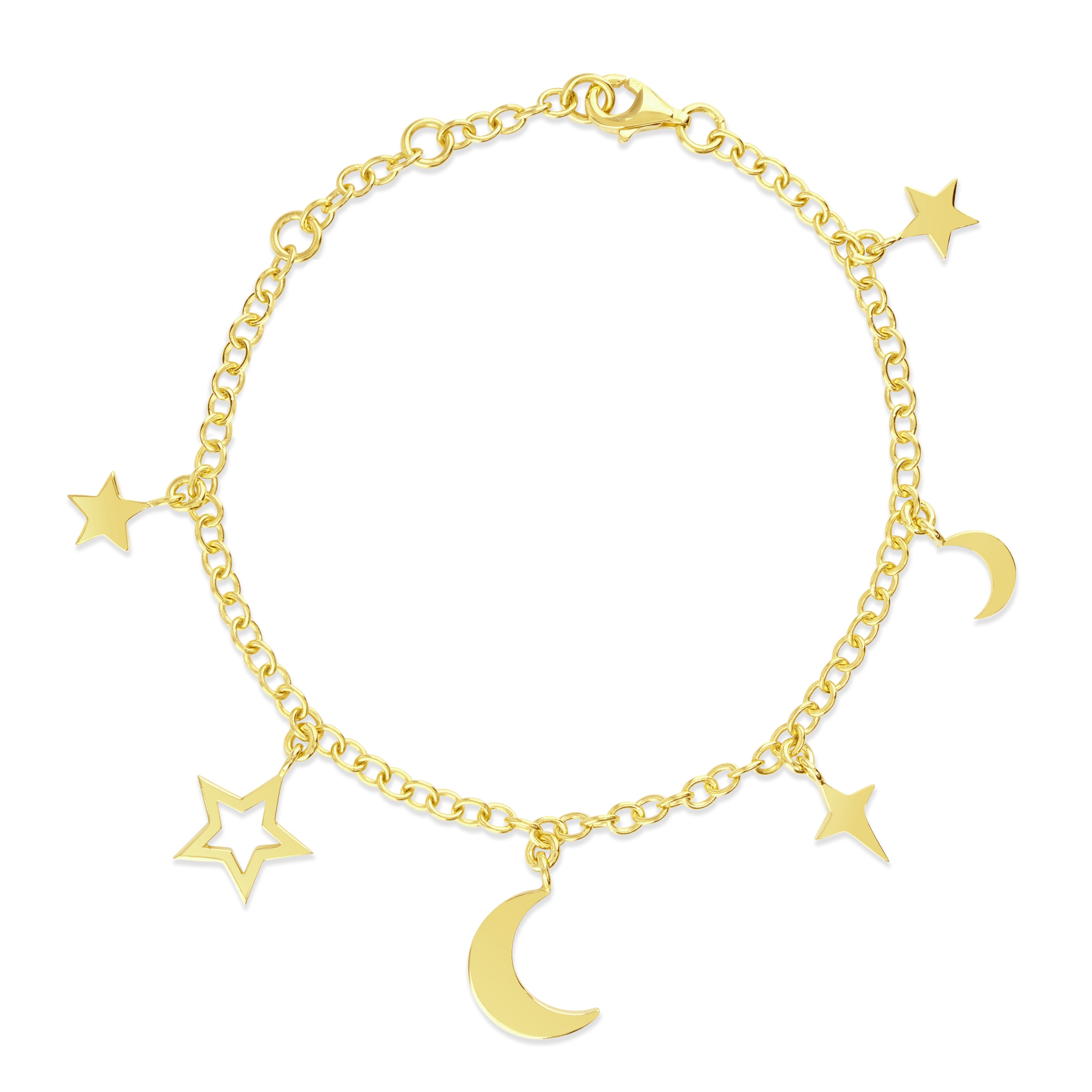 Gold Moon and Star Charm Bracelet