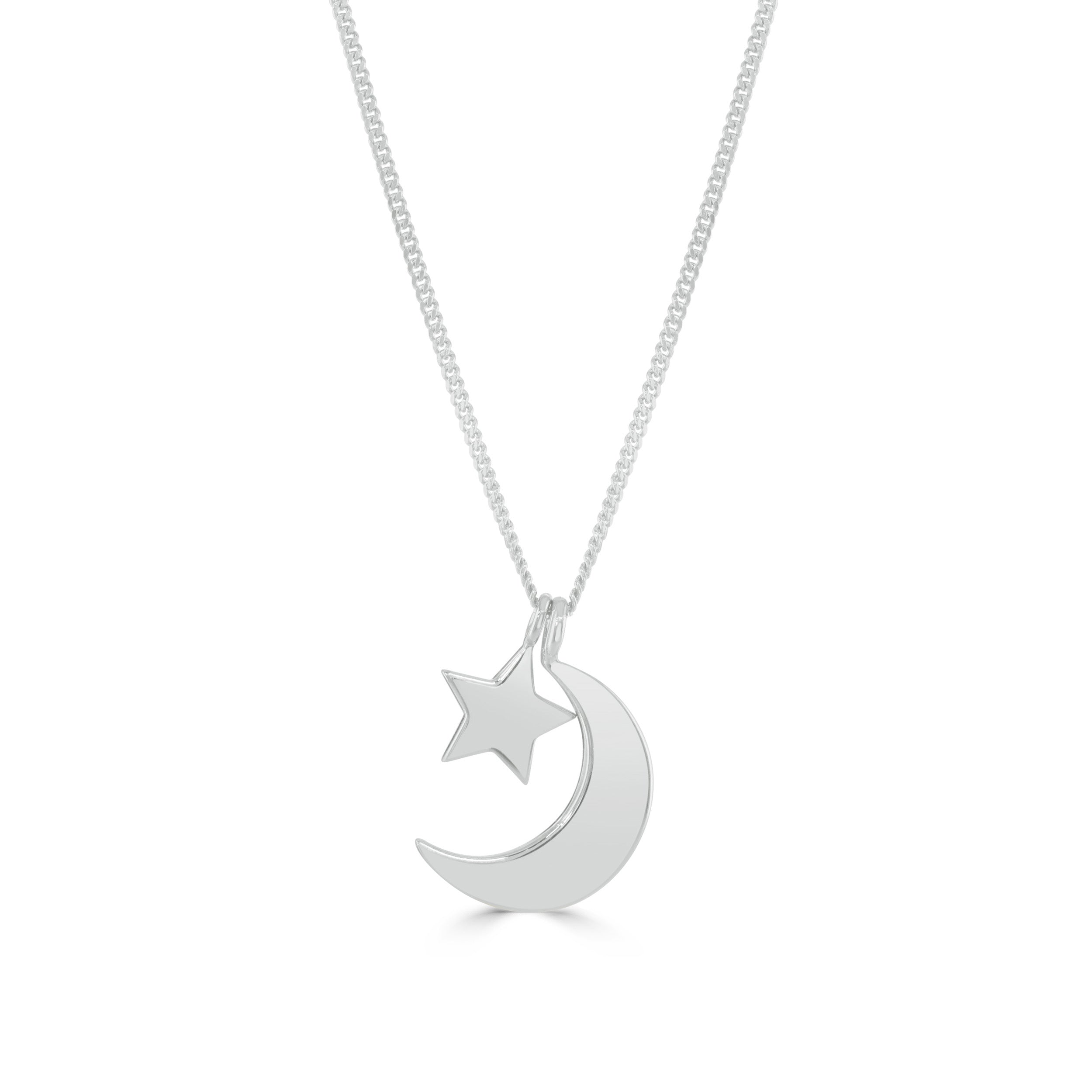 Silver Dainty Moon & Star Necklace