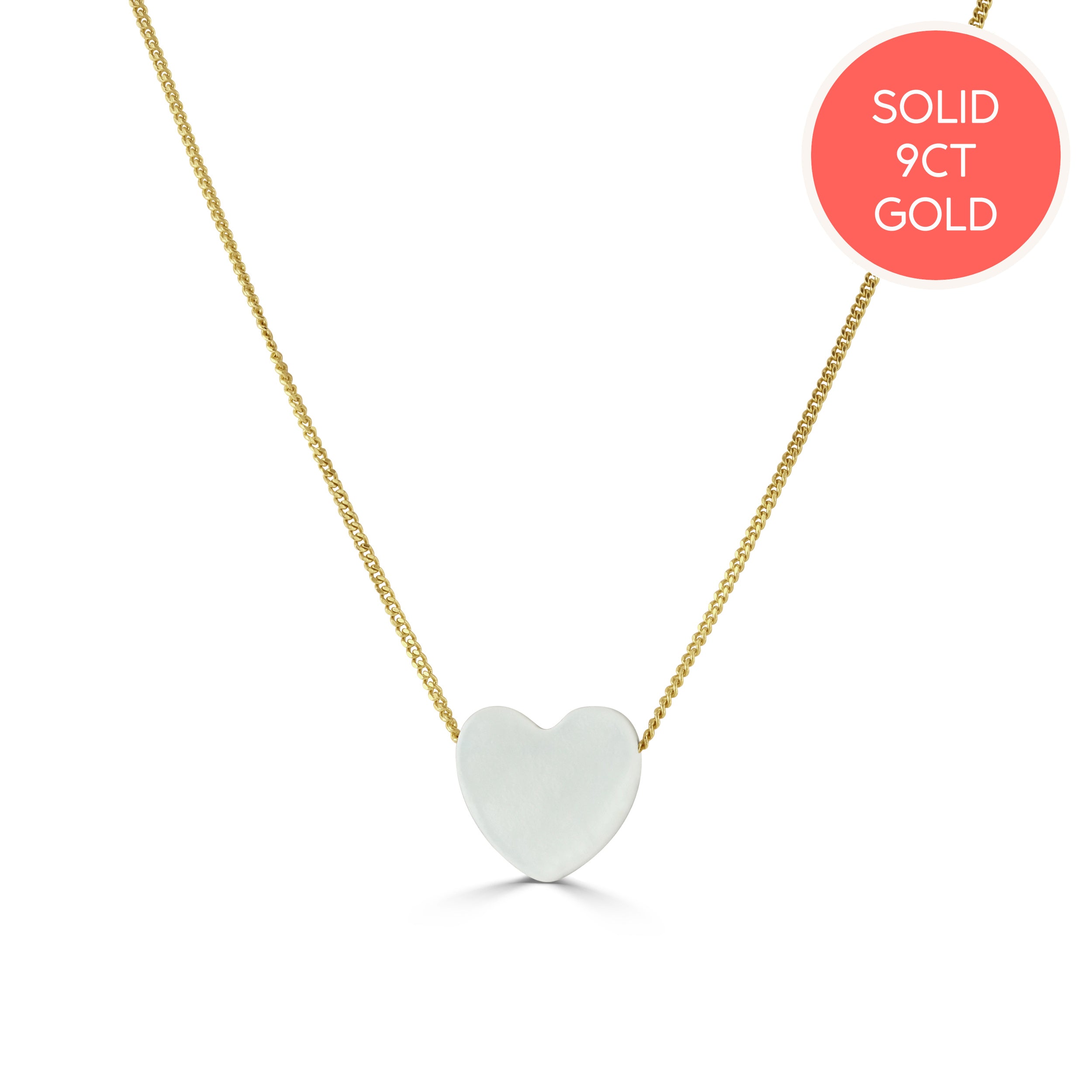 Solid Gold Colour Pop Mother of Pearl Heart Necklace