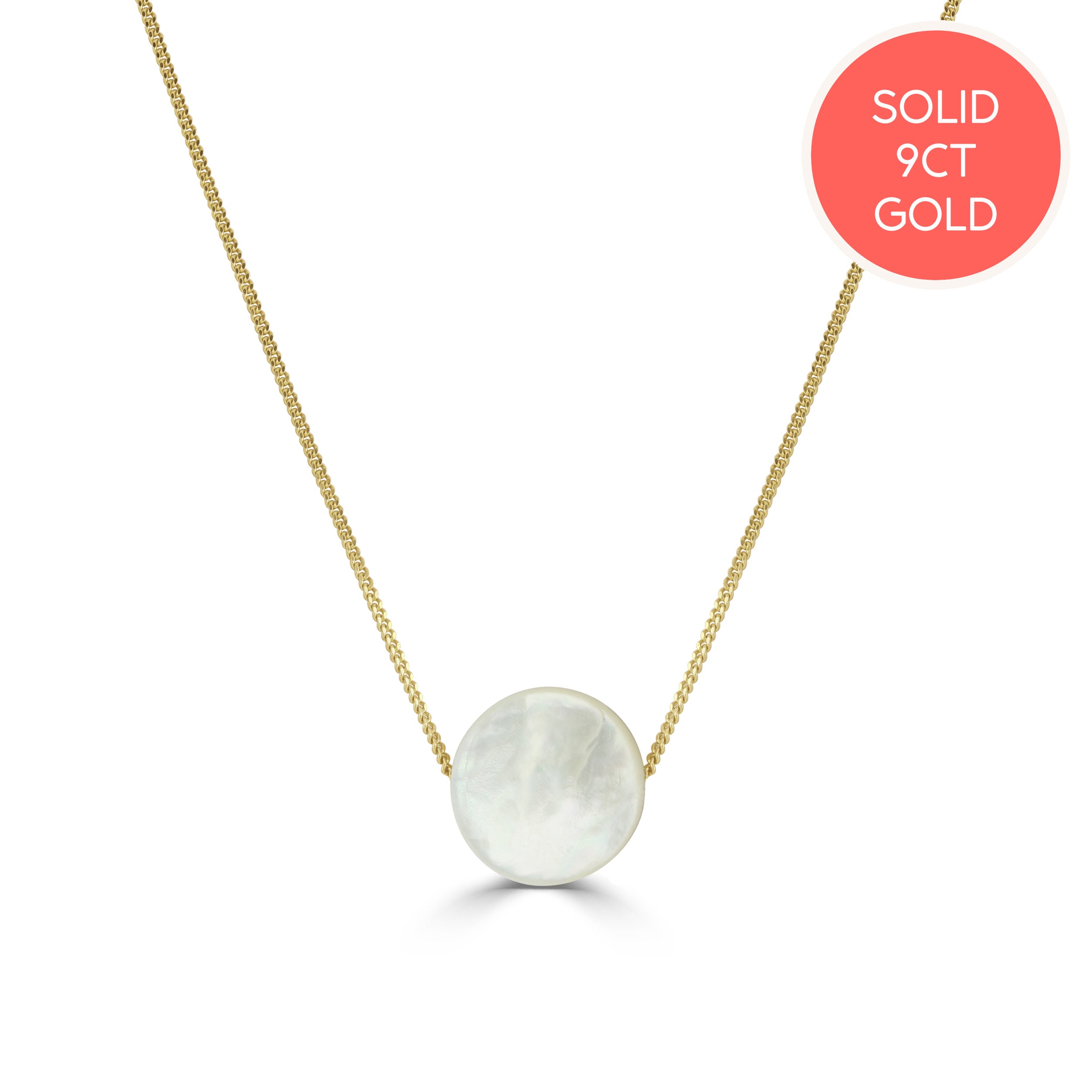 Solid Gold Colour Pop Mother of Pearl Full Moon Necklace