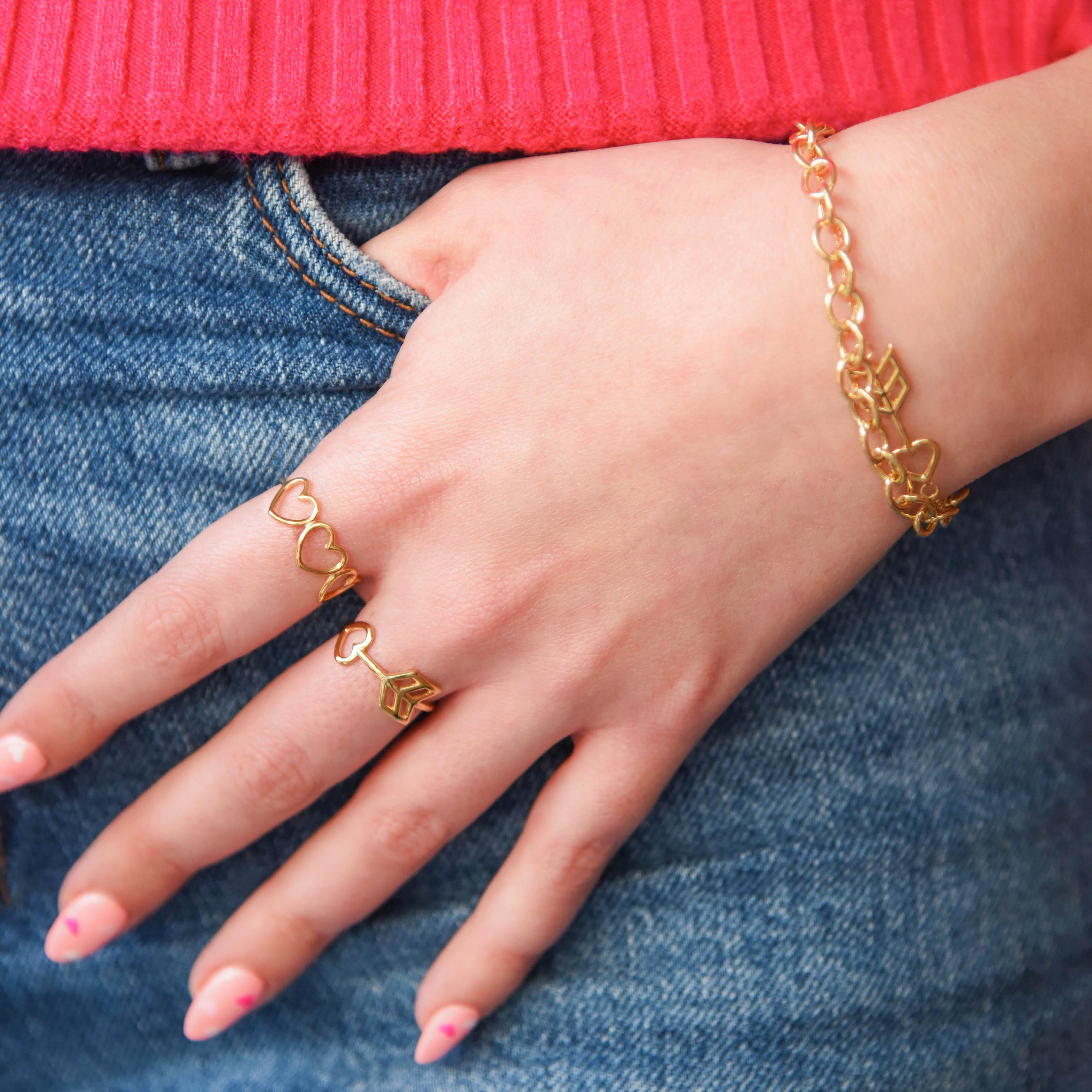 Heart arrow ring gold