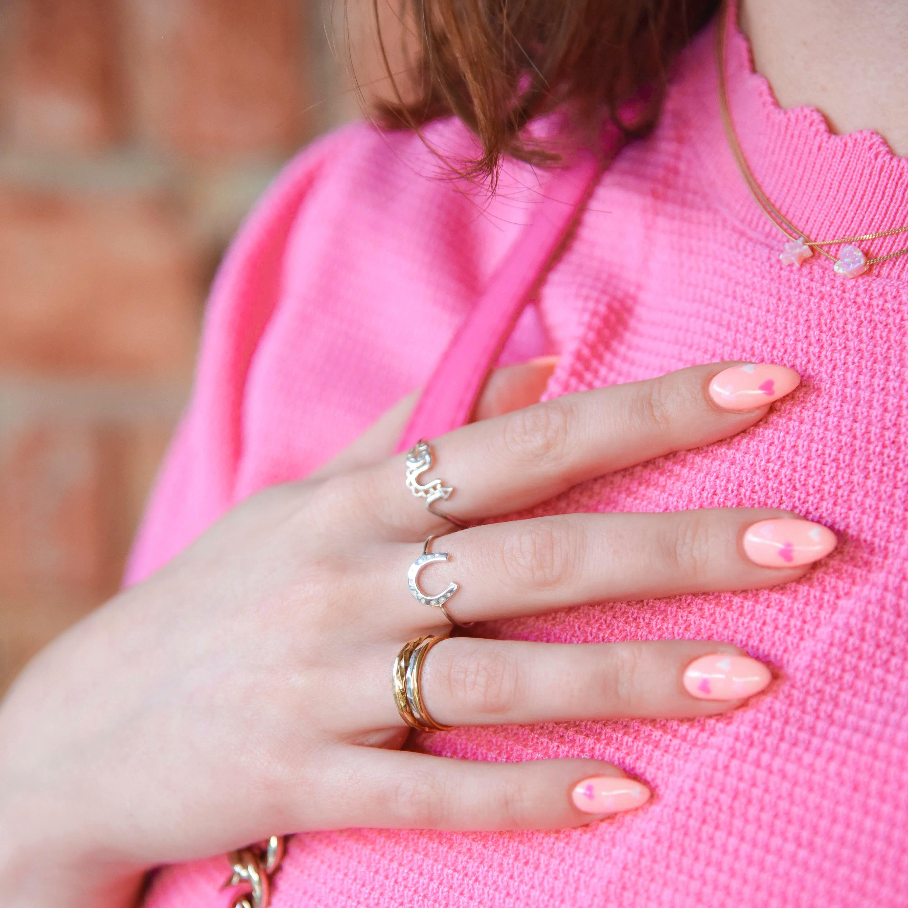 horseshoe stacking rings silver and gold