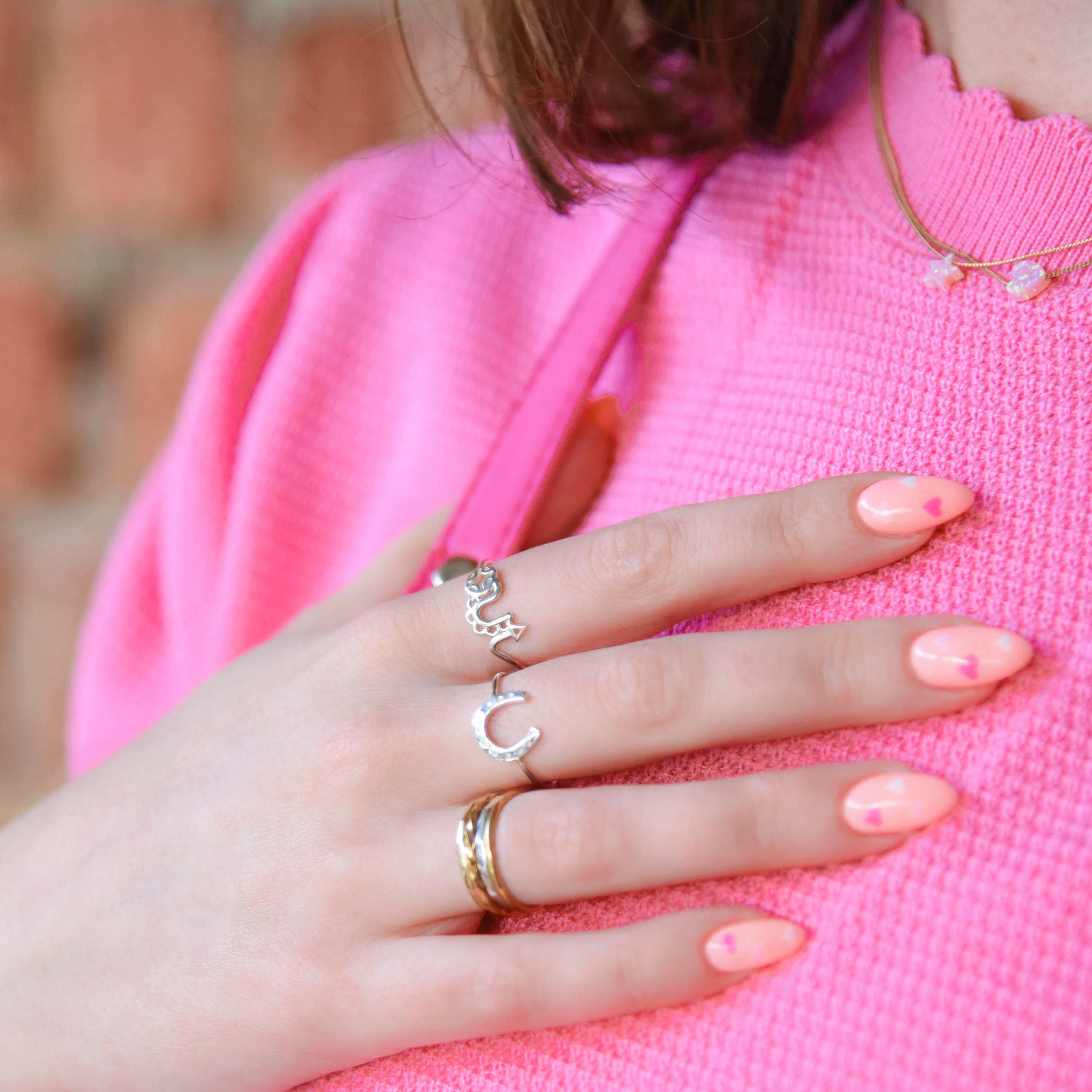 oui horseshoe stacking rings silver and gold