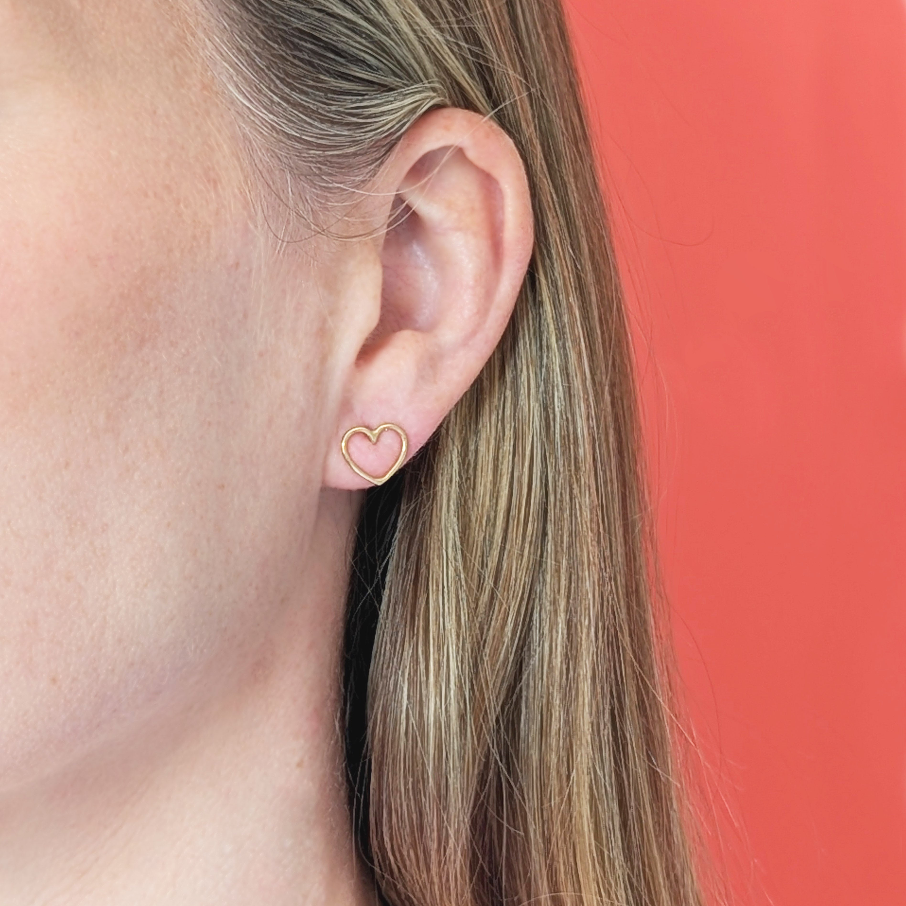 Silver Written Heart Stud Earrings