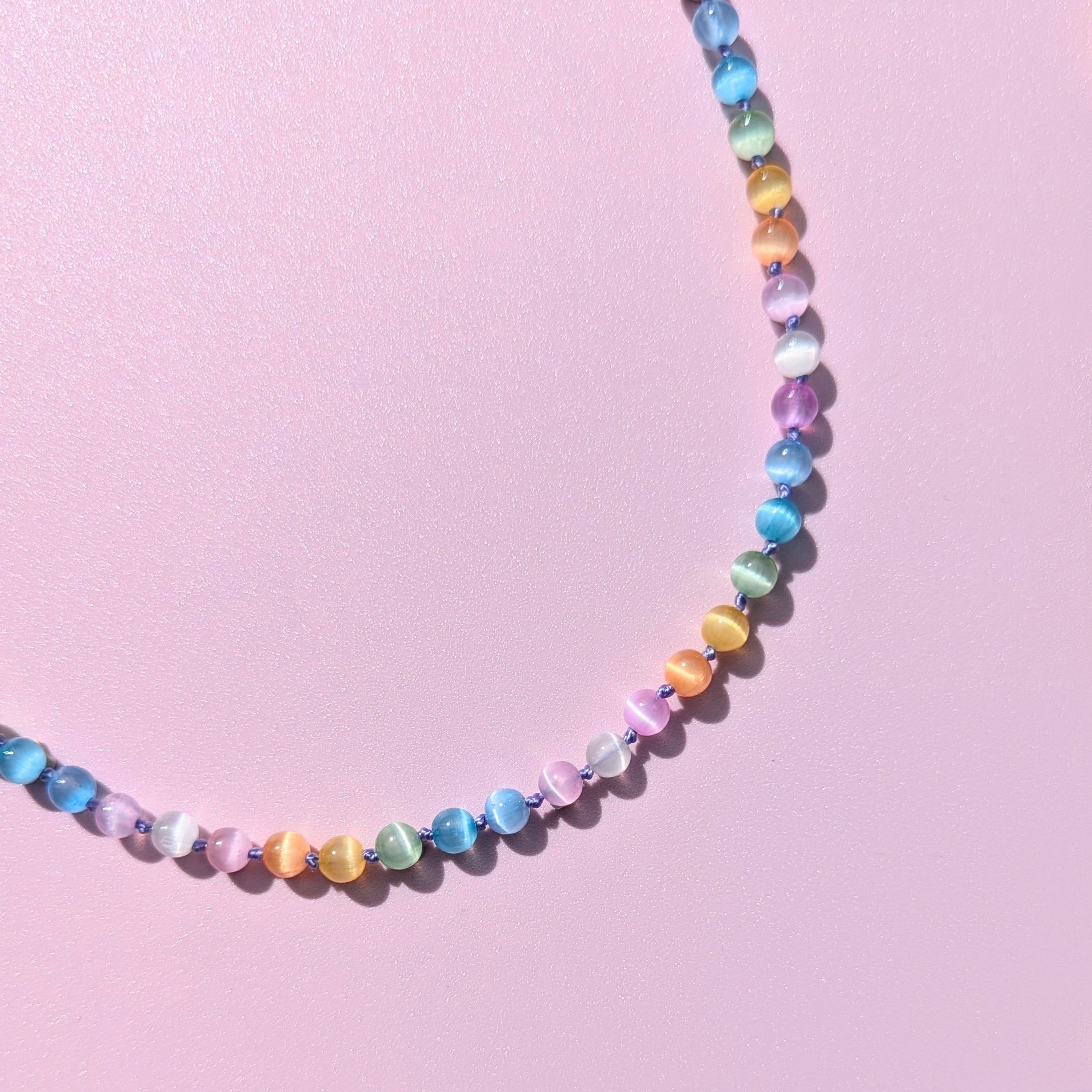 Pastel Rainbow Beaded Necklace