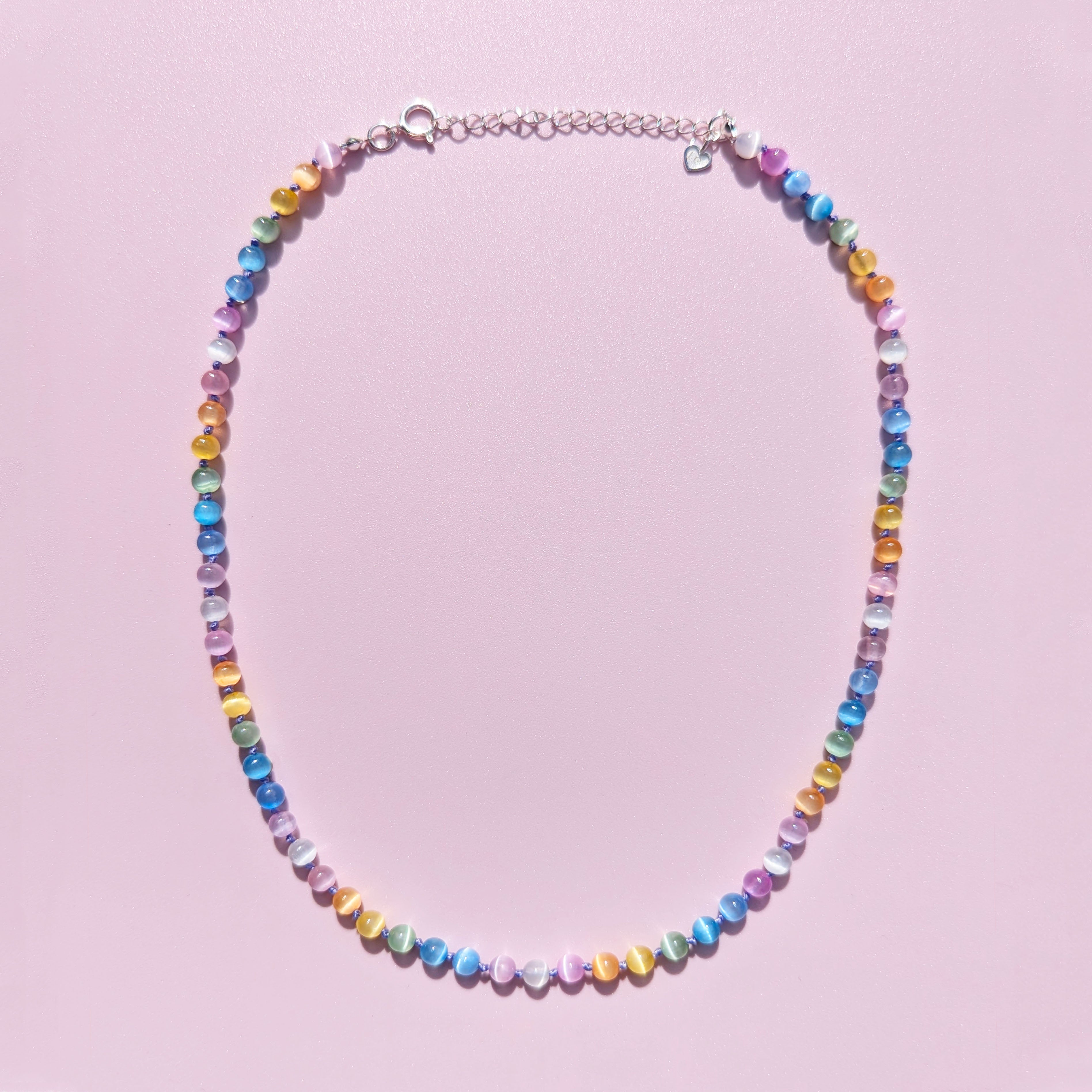 Pastel Selenite Rainbow Beaded Necklace