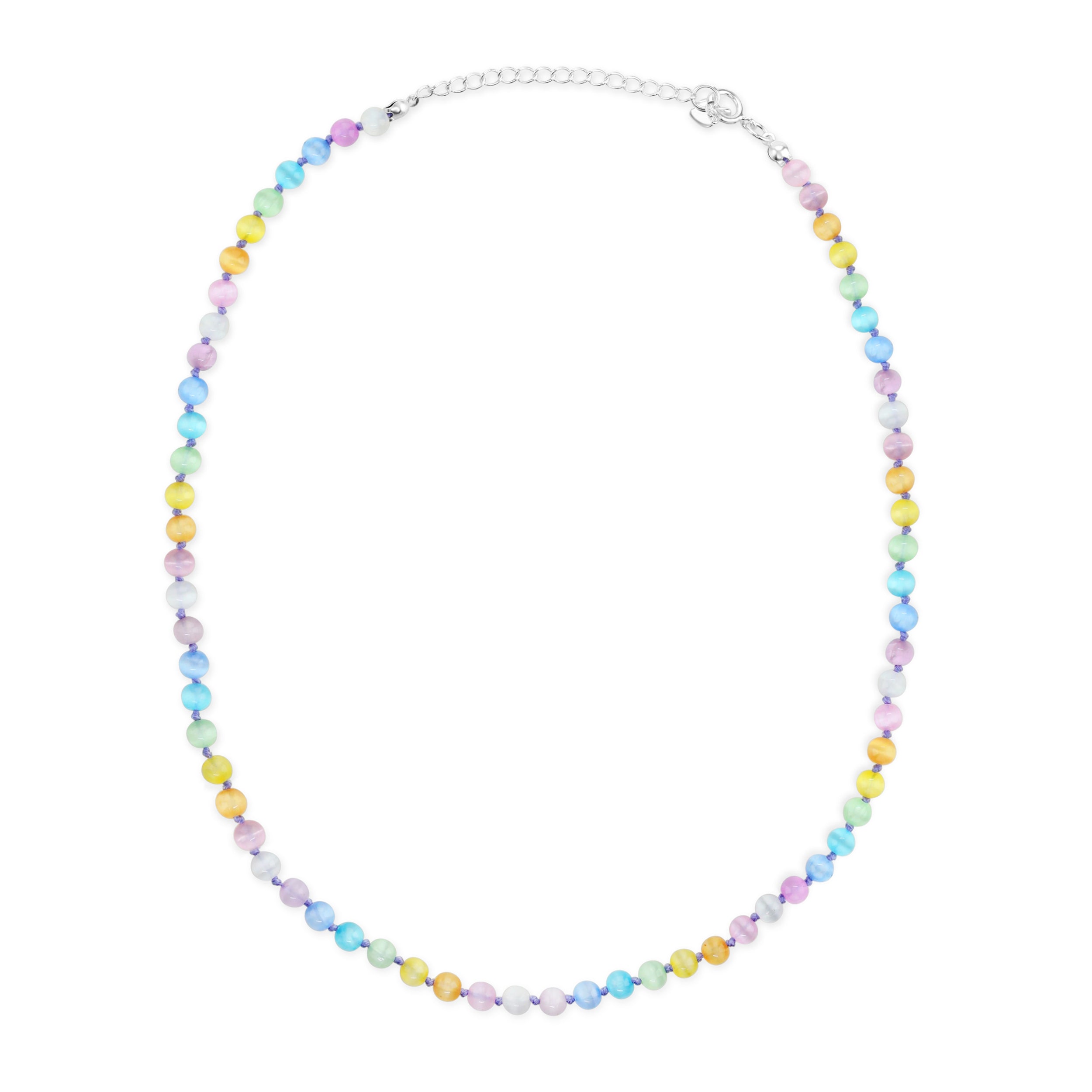 Pastel Selenite Rainbow Beaded Necklace