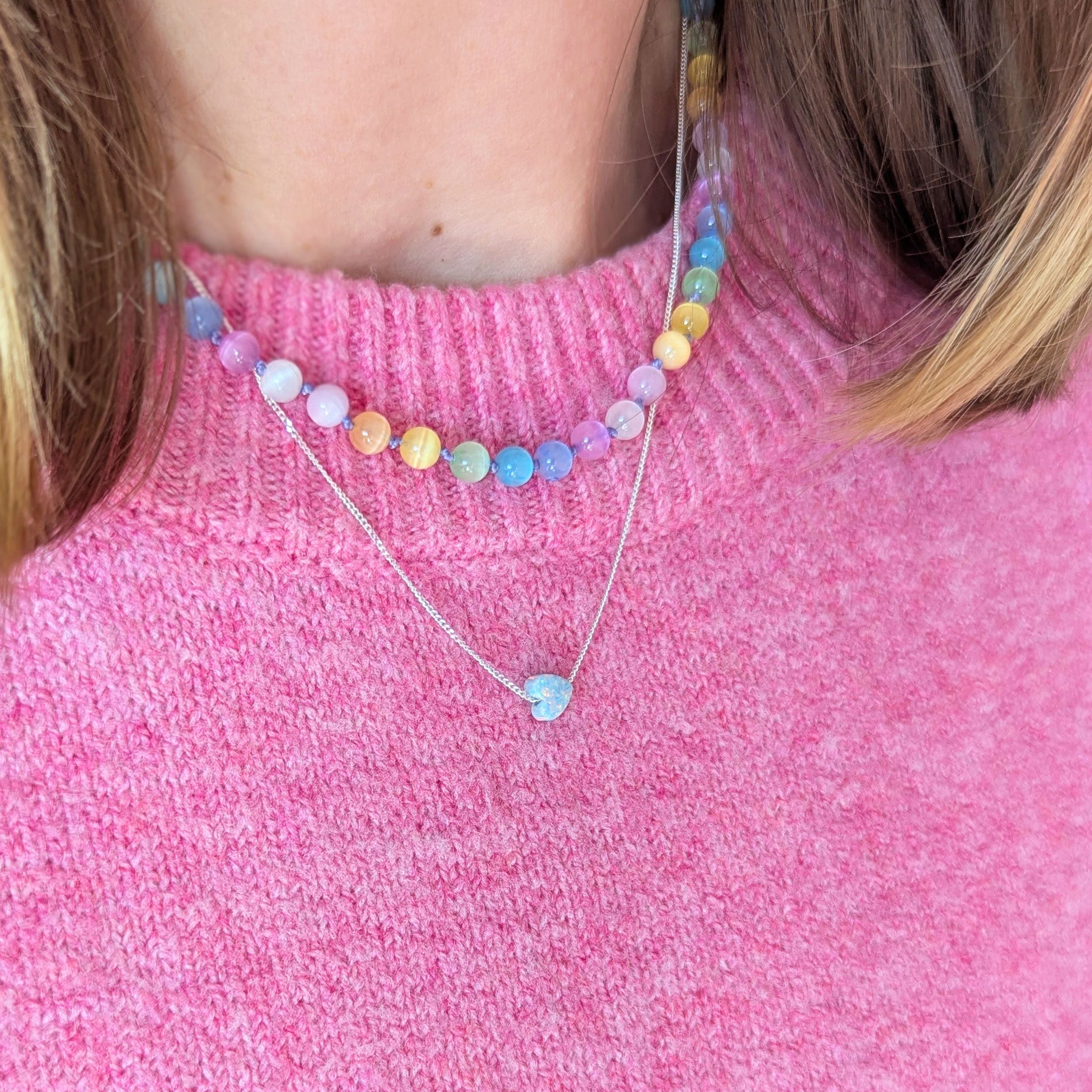 Colour Pop Pastel Rainbow Beaded Necklace
