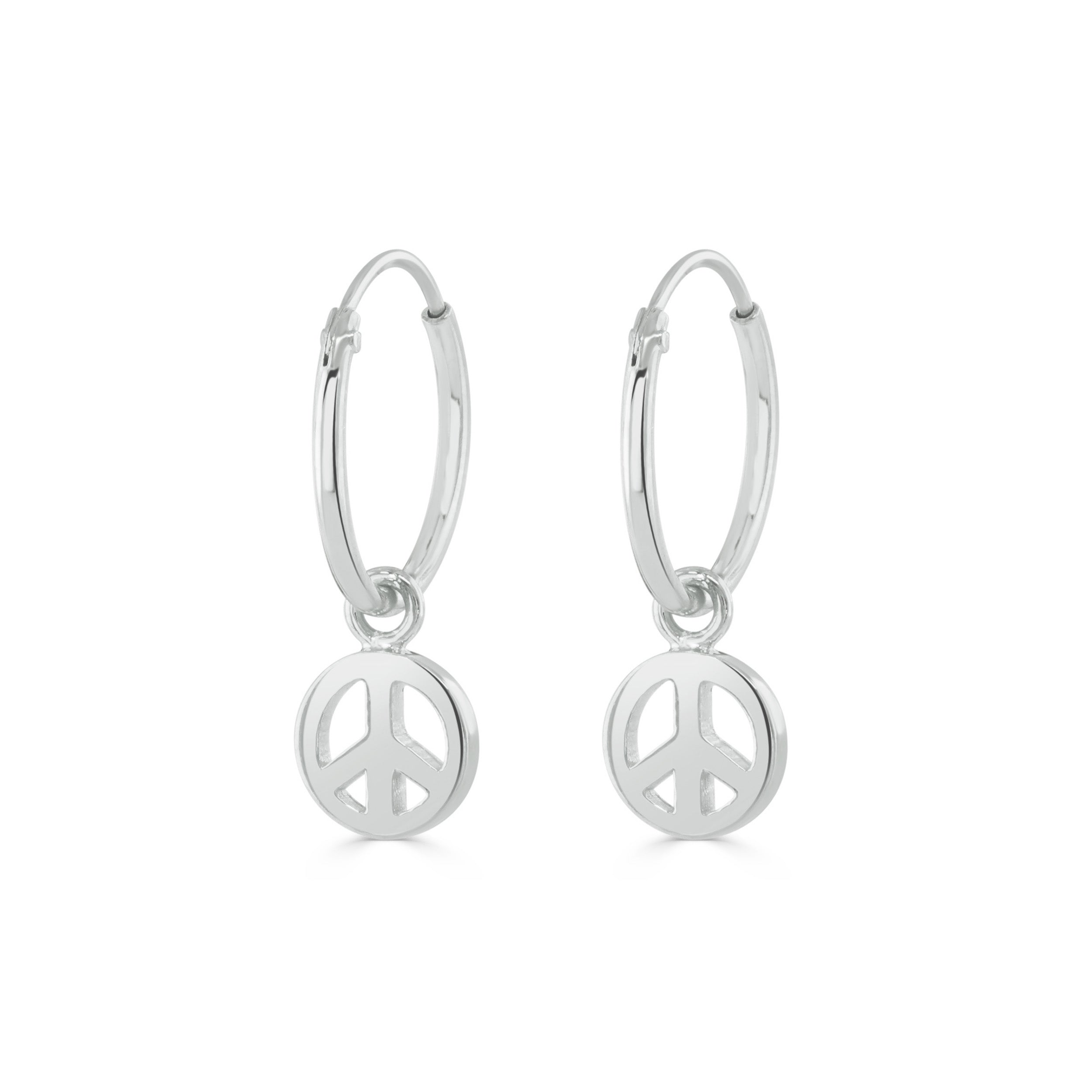 Silver Peace Hoop Earrings