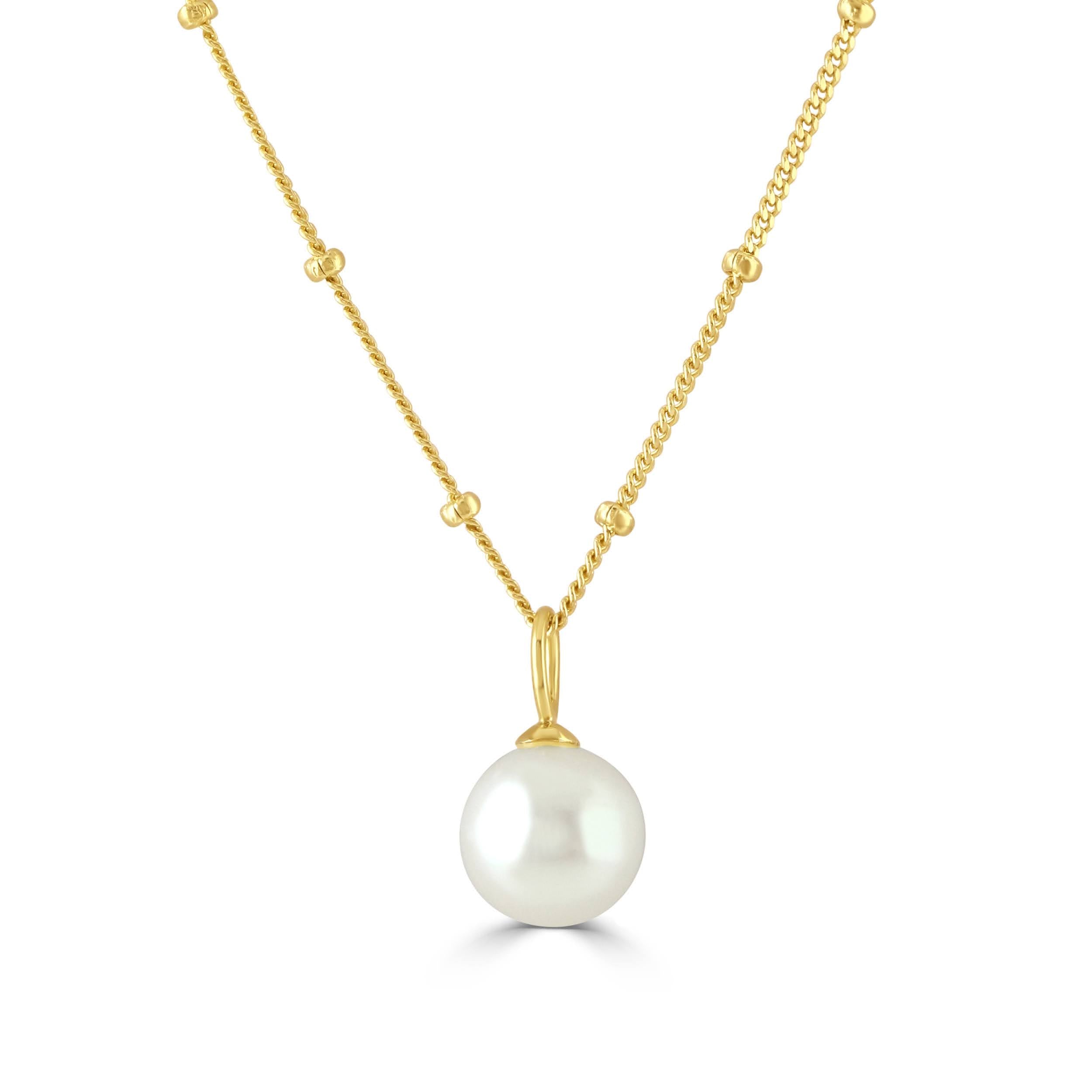 Gold Pearl pendant on satellite chain
