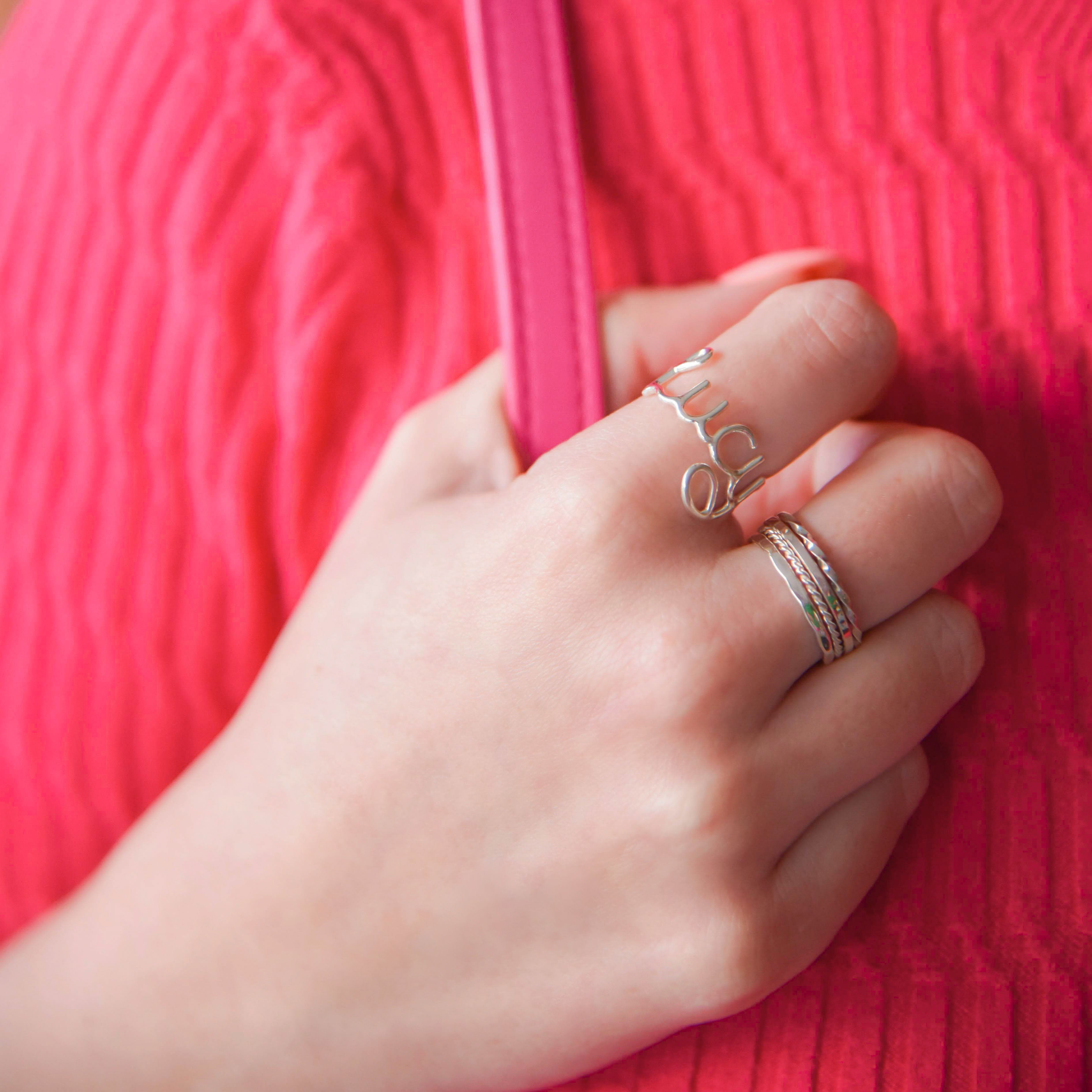 Personalised stacking rings silver