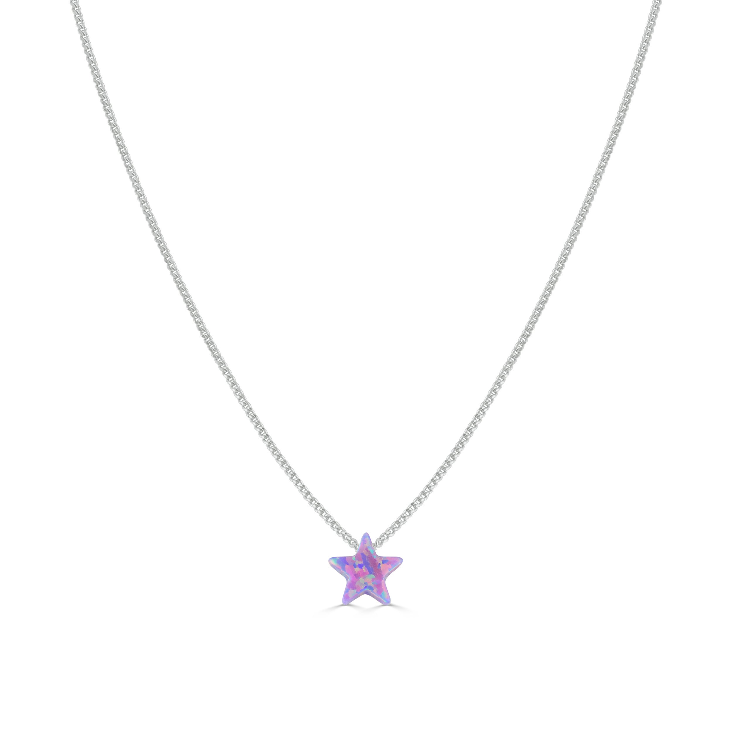 Purple Opal Star Necklace Silver