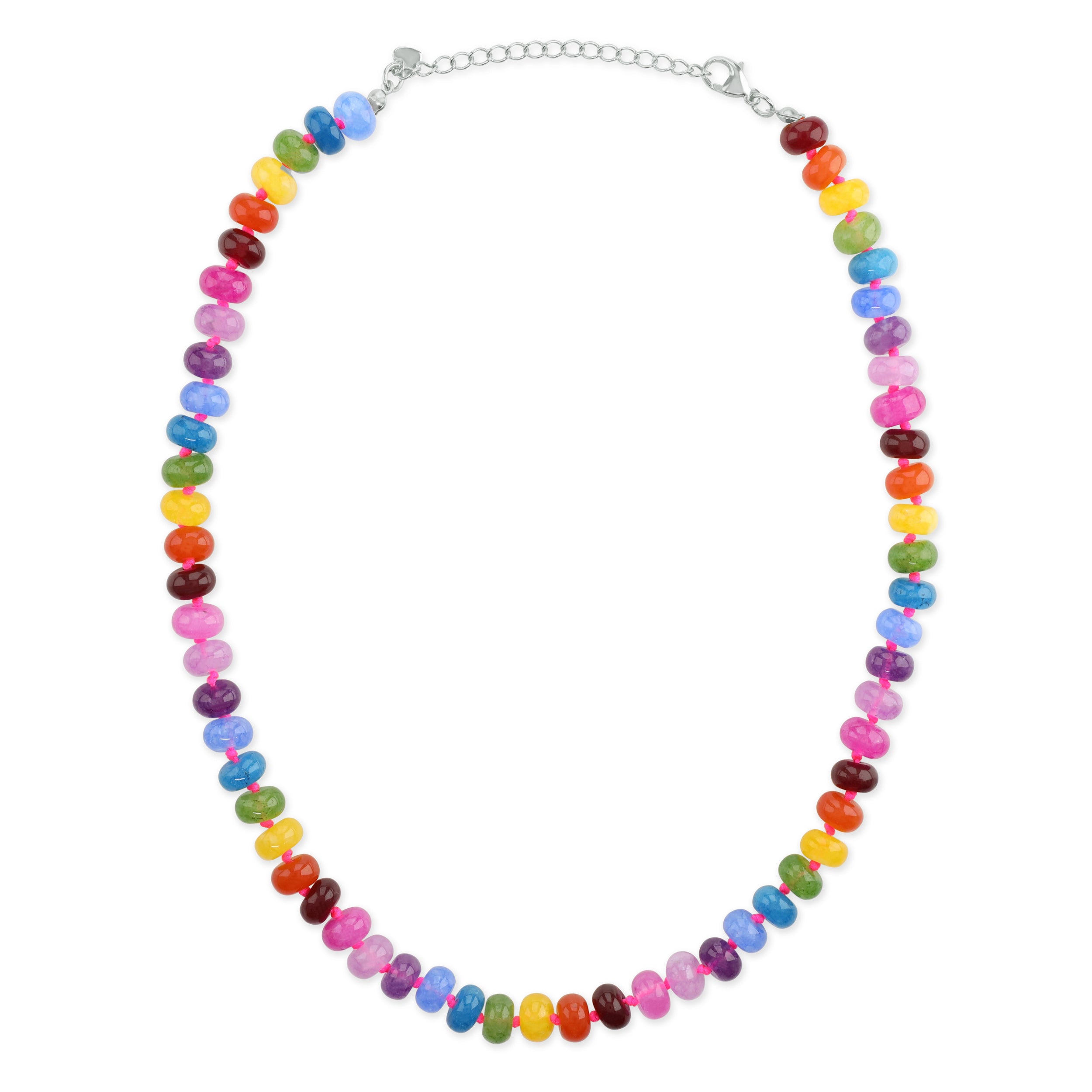Silver Colour Pop Rainbow Beaded Necklace