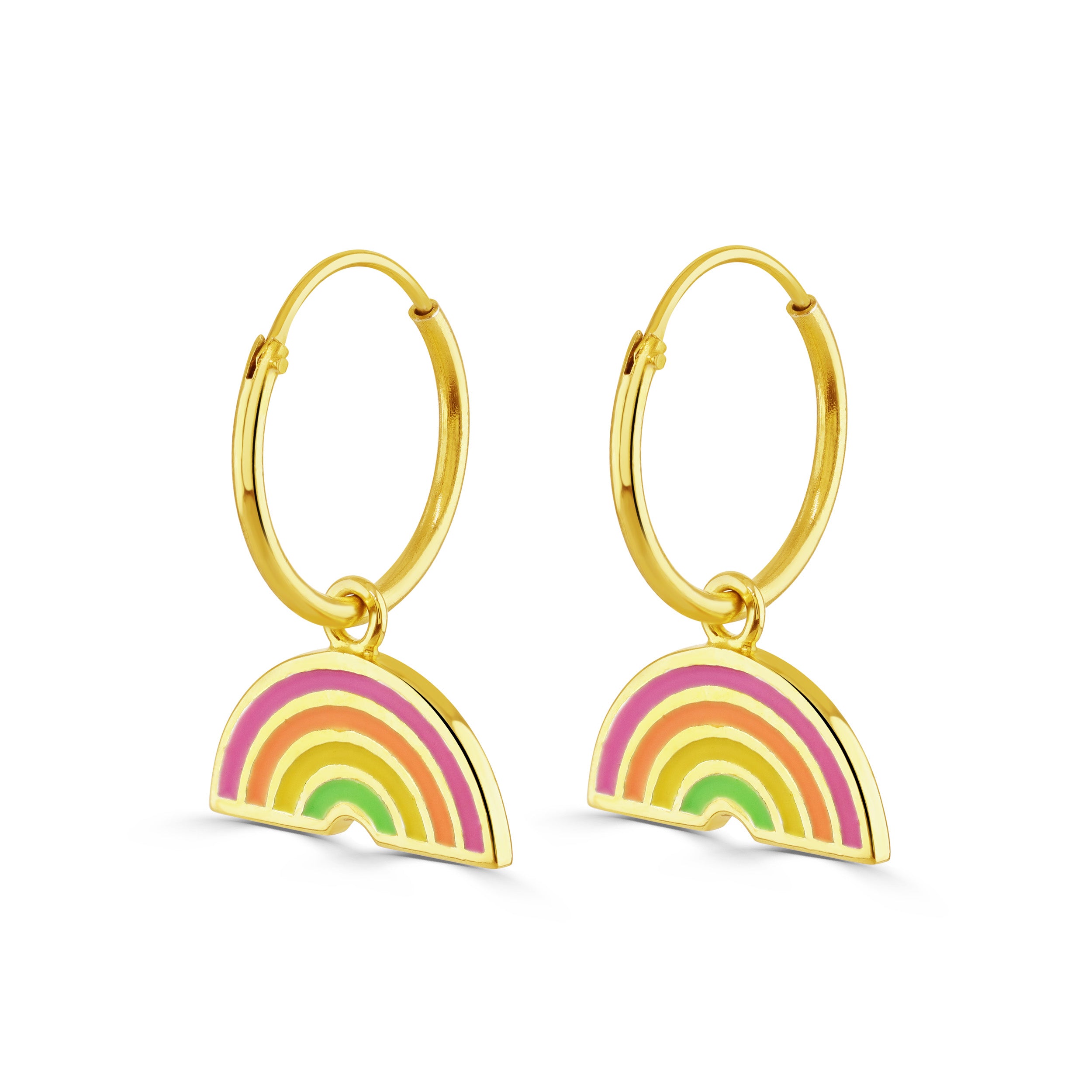 Rainbow Hoop Earrings Gold